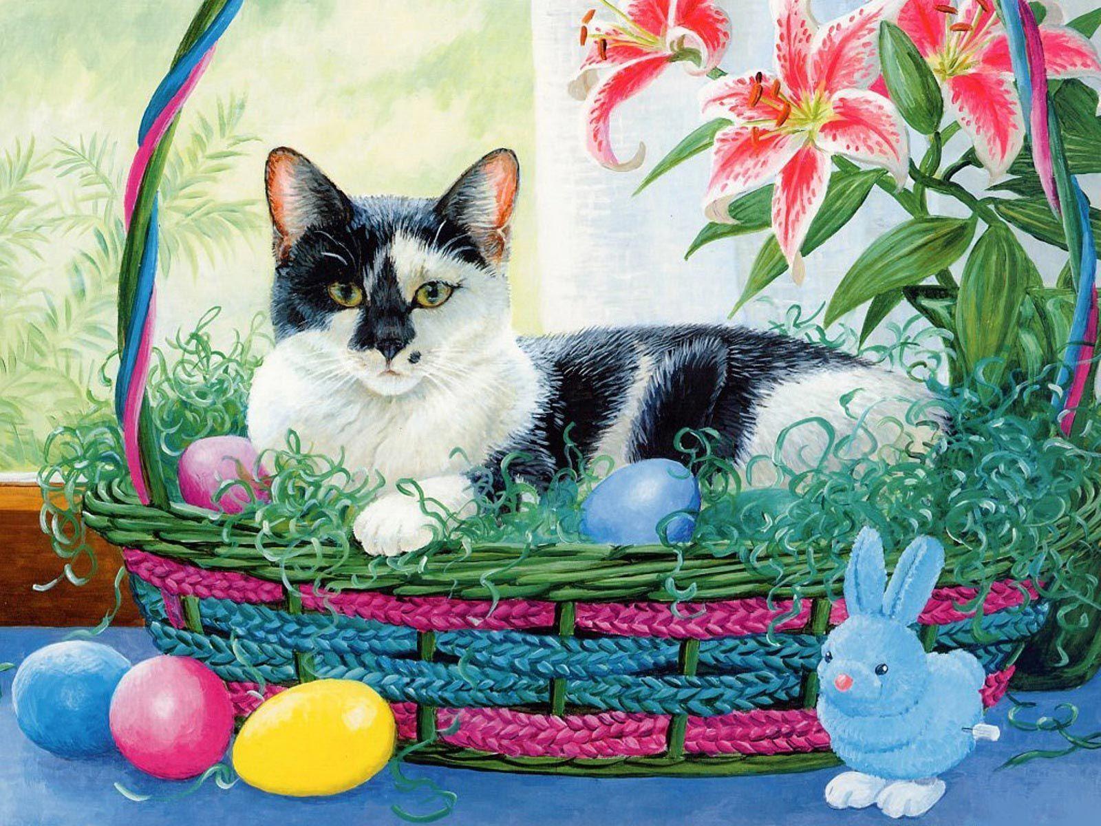 Desktop Wallpaper · Gallery · Miscellaneous · Easter cat. Free