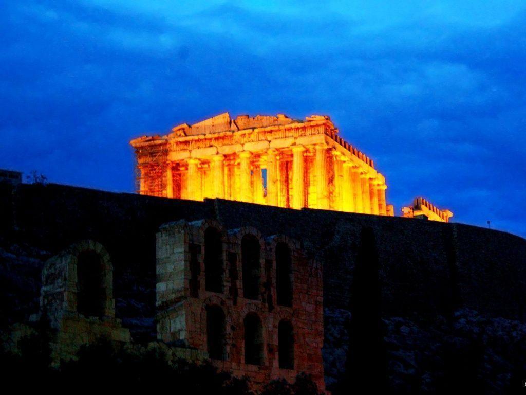 image For > Parthenon At Night Wallpaper