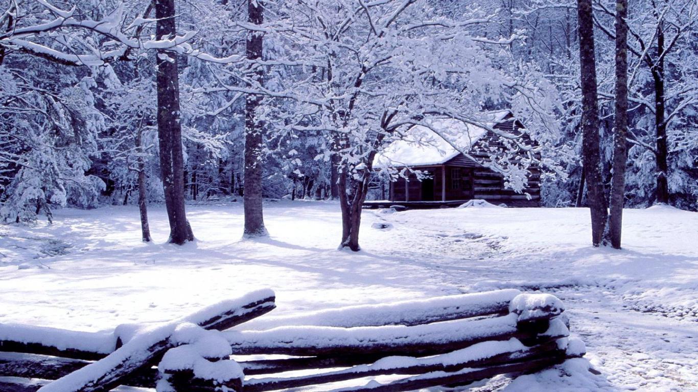 Pix For > Snowy Log Cabin Wallpaper