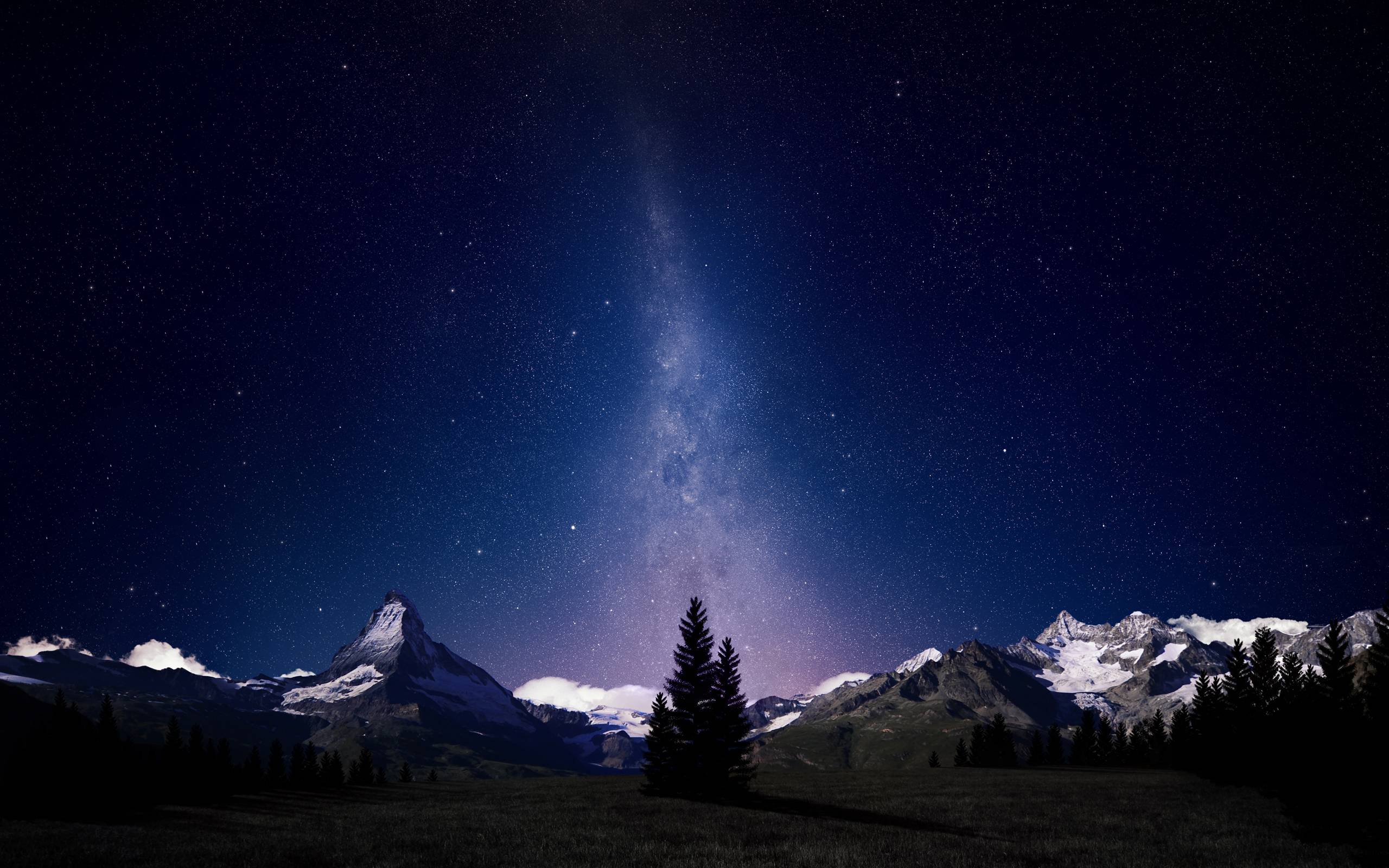 Swiss Alps Night Sky Wallpaper