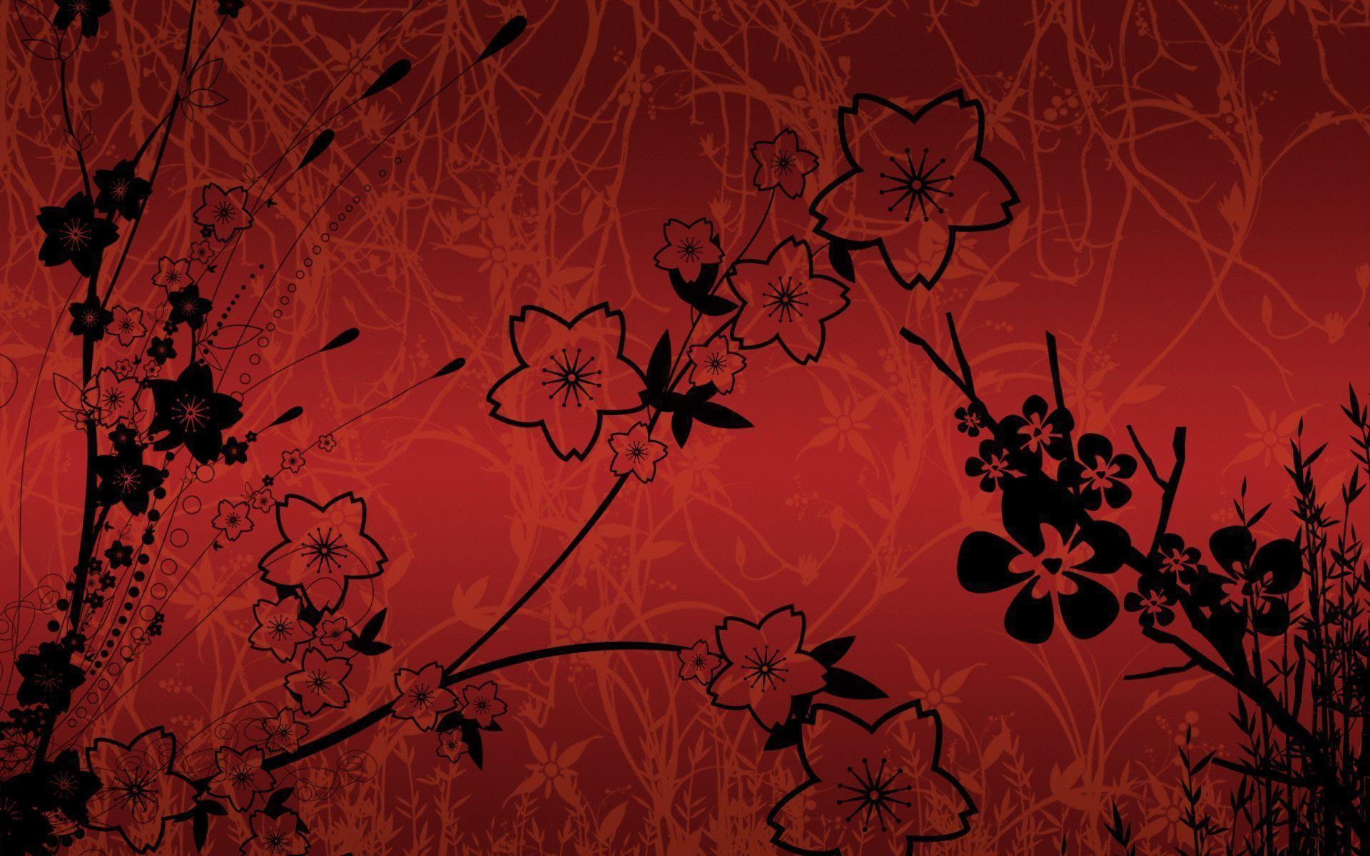 Red Flowers Illustration desktop wallpaper