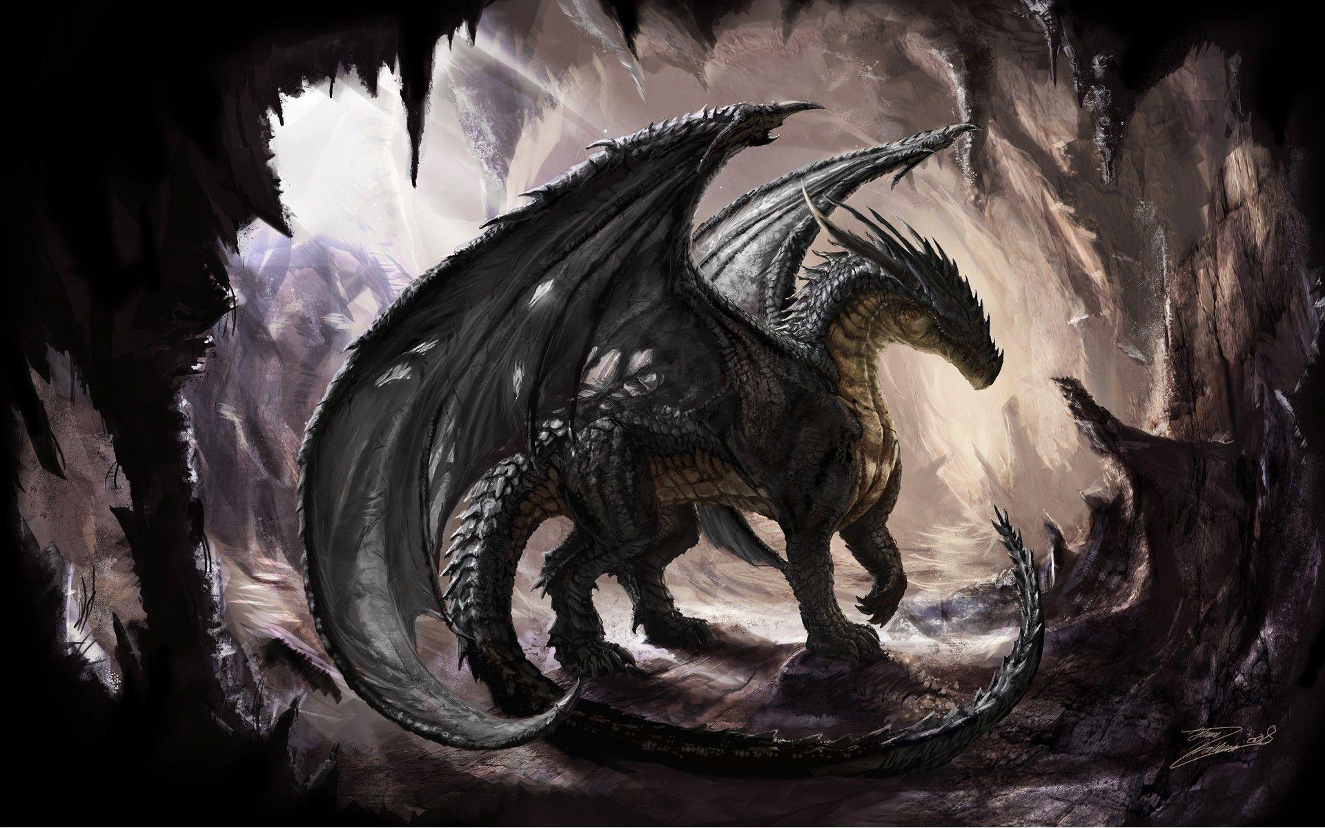 Download wallpaper dragon, Caves, Art free desktop wallpaper