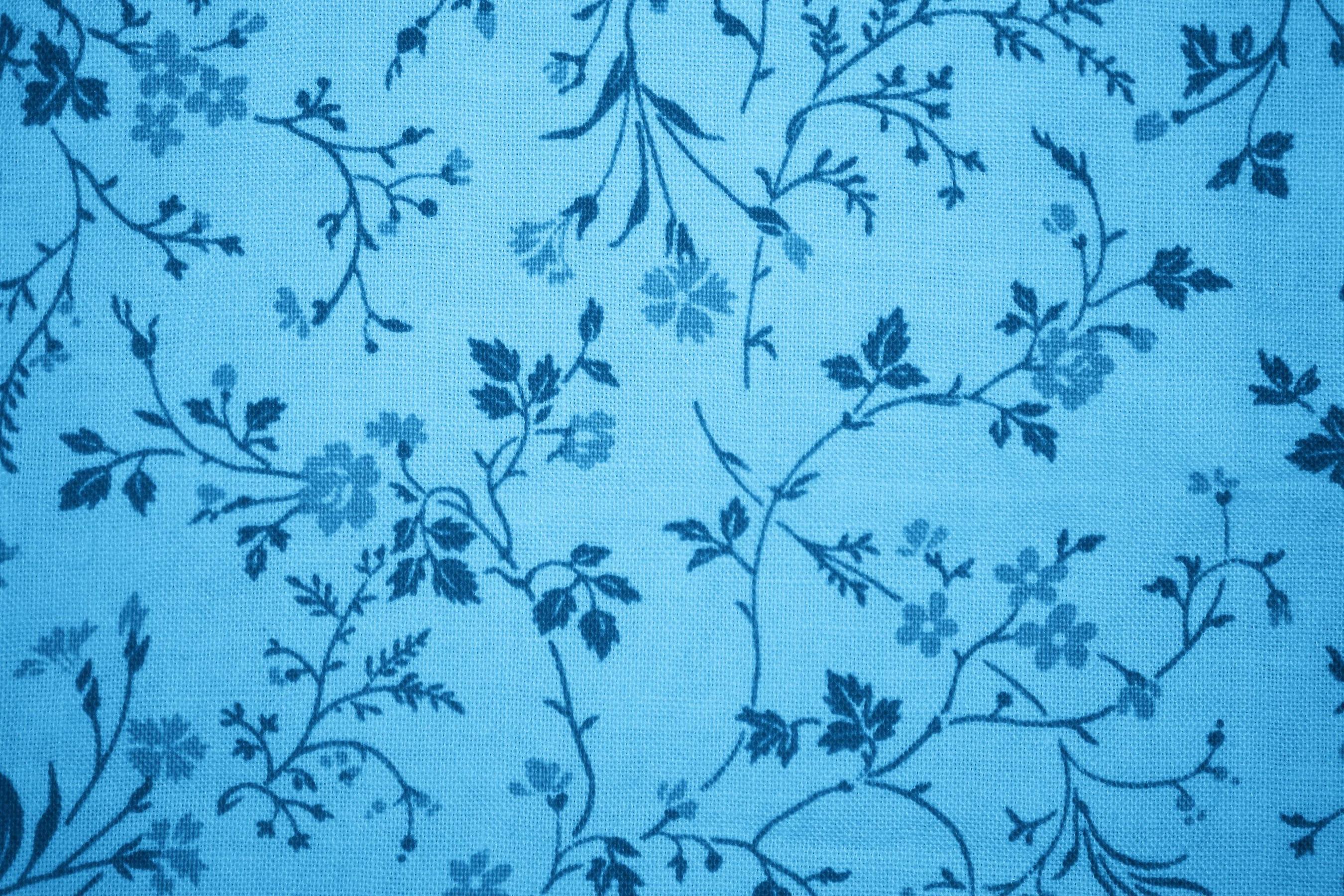Sky Blue Floral Print Fabric Texture Picture. Free Photograph