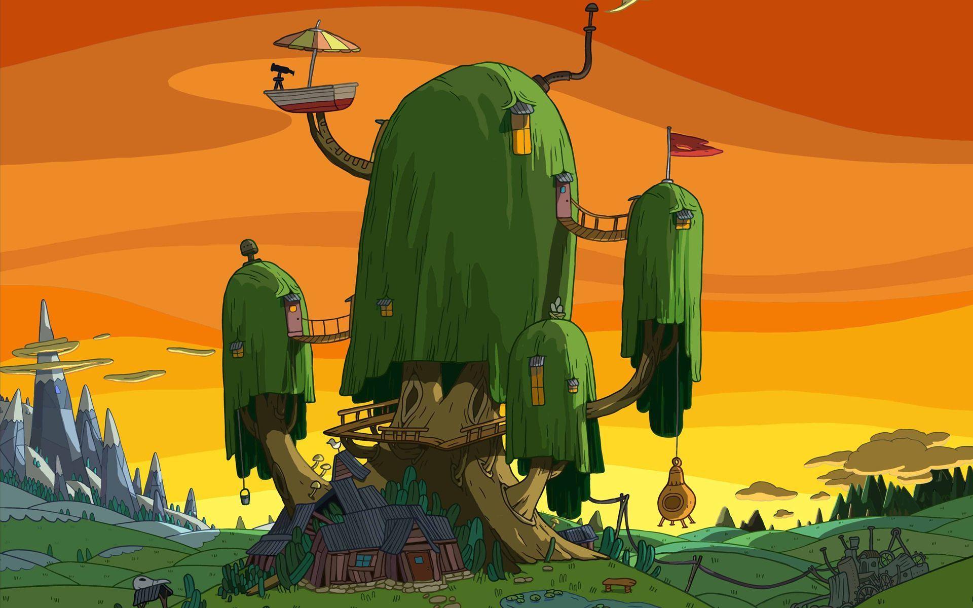 Download Weeping Willow Tree House Vector Wallpaper 1920x1200
