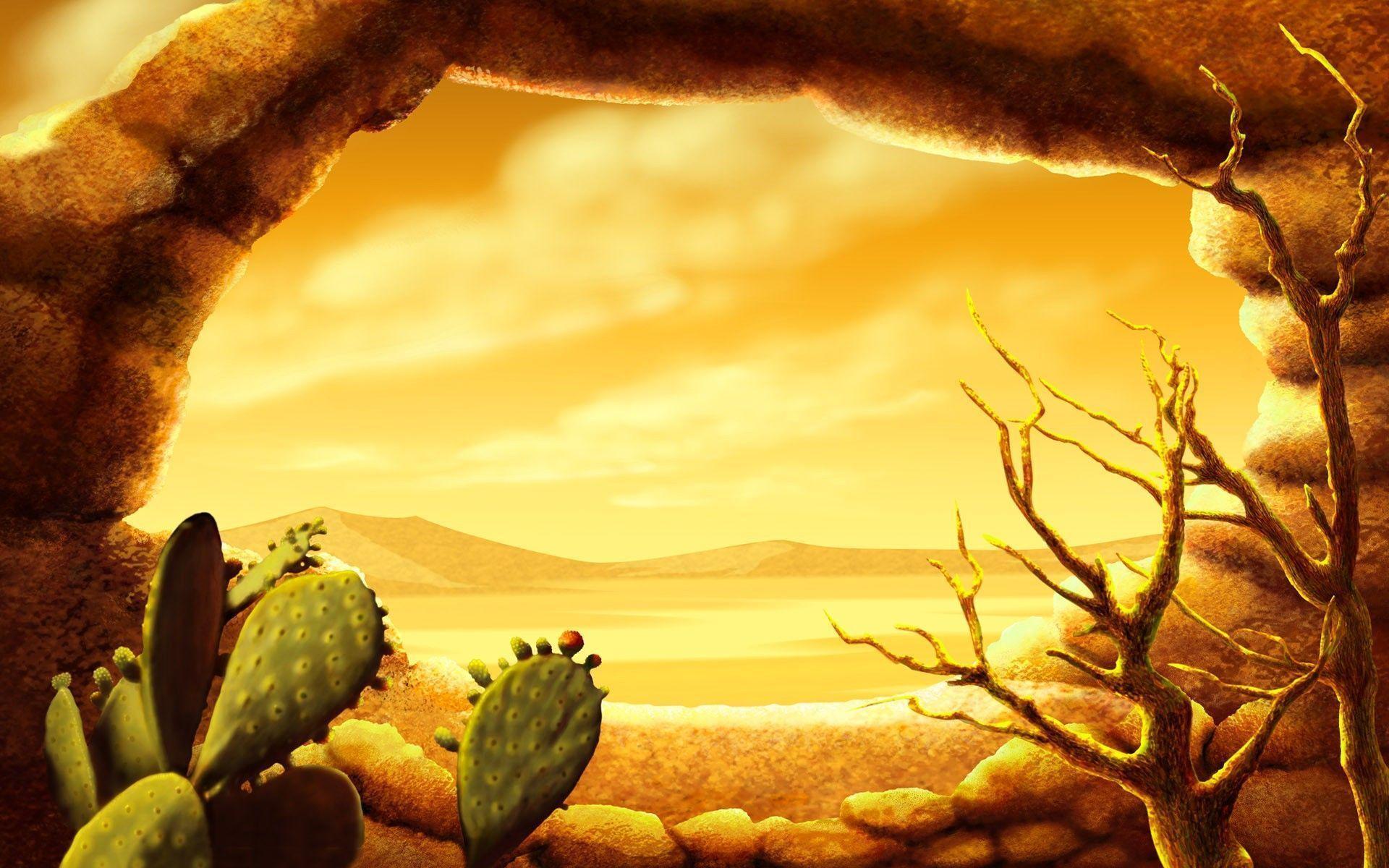 The Image of Paintings Multicolor Rocks Cactus Fresh HD Wallpaper