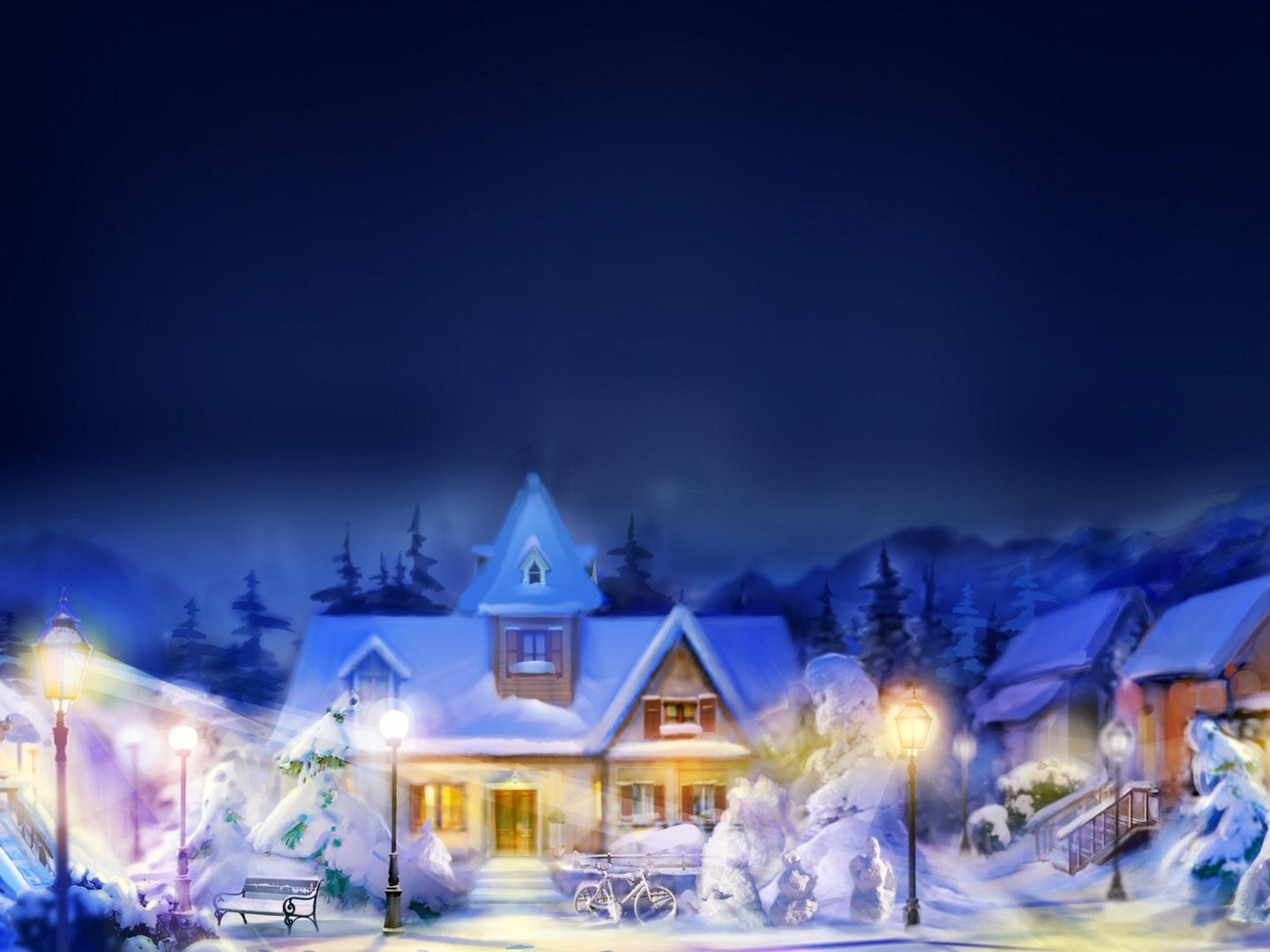 Winter Scenery Abstract Beautiful Christmas Cute Fantasy House
