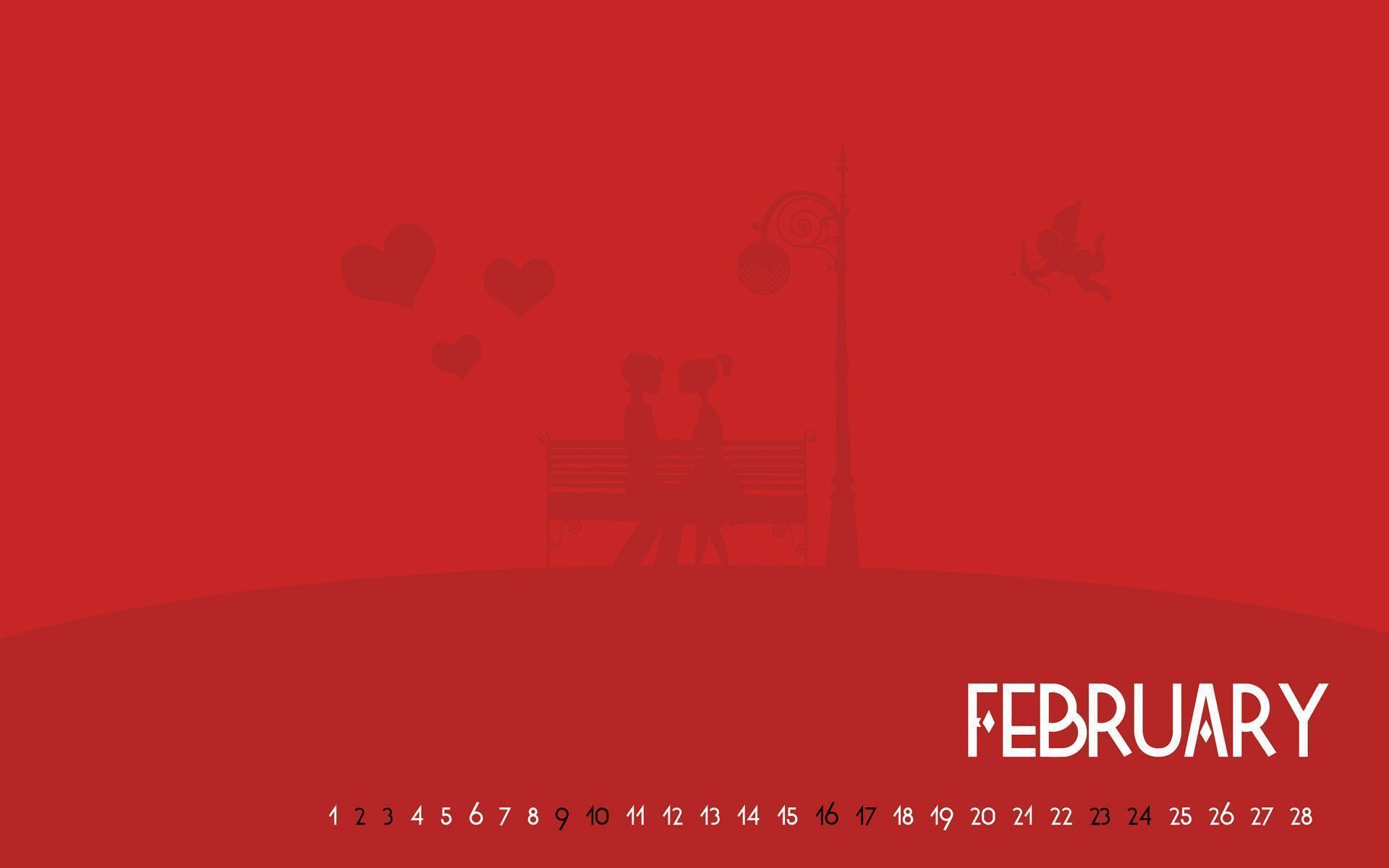 HD February Valentine Calendar Wallpaper