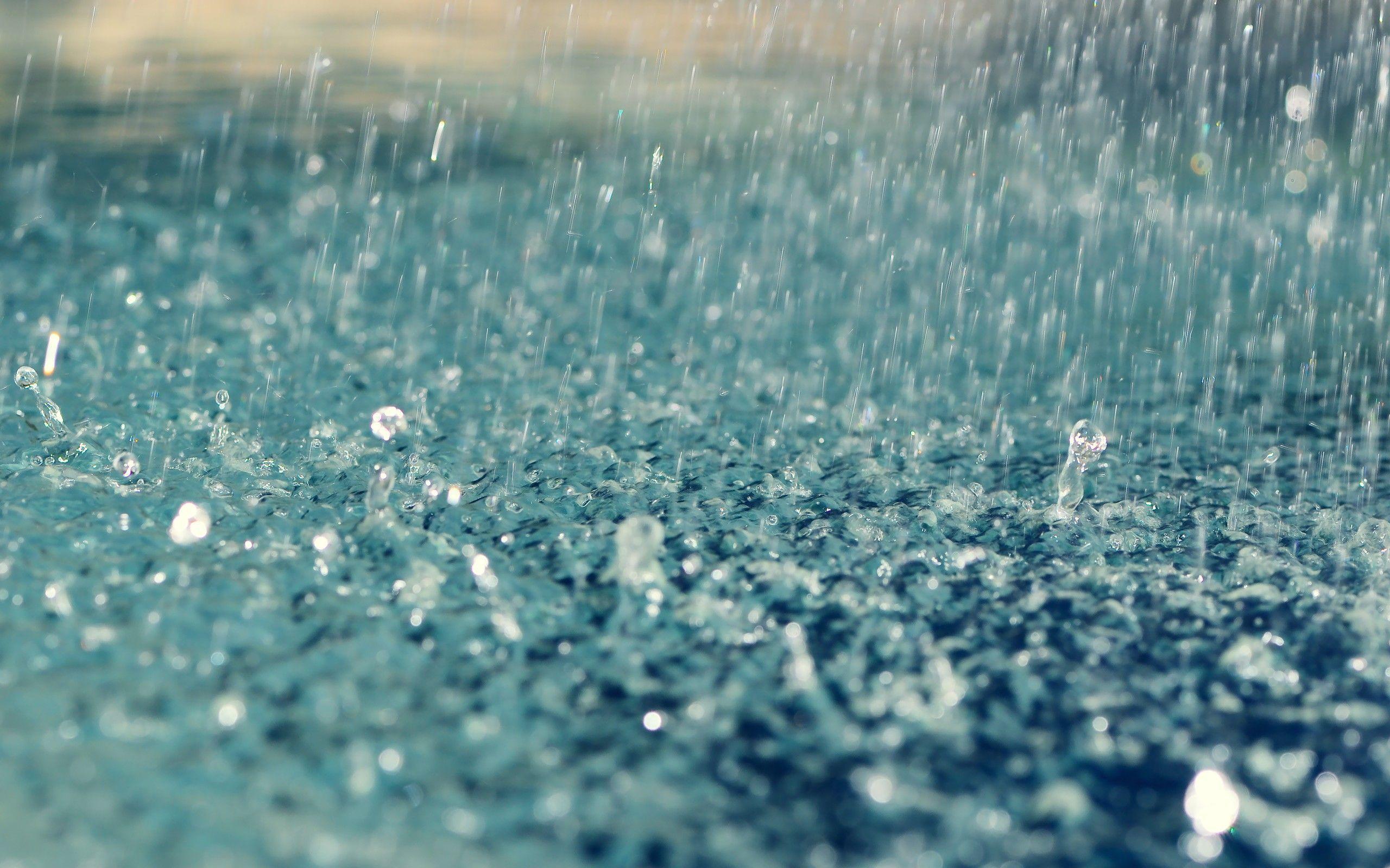 Water Blue Rain Water Drops Raindrops Raining New Hd
