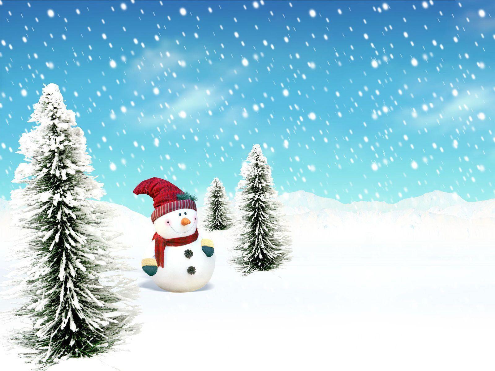 Winter Snowman. Free Wallpaper Image