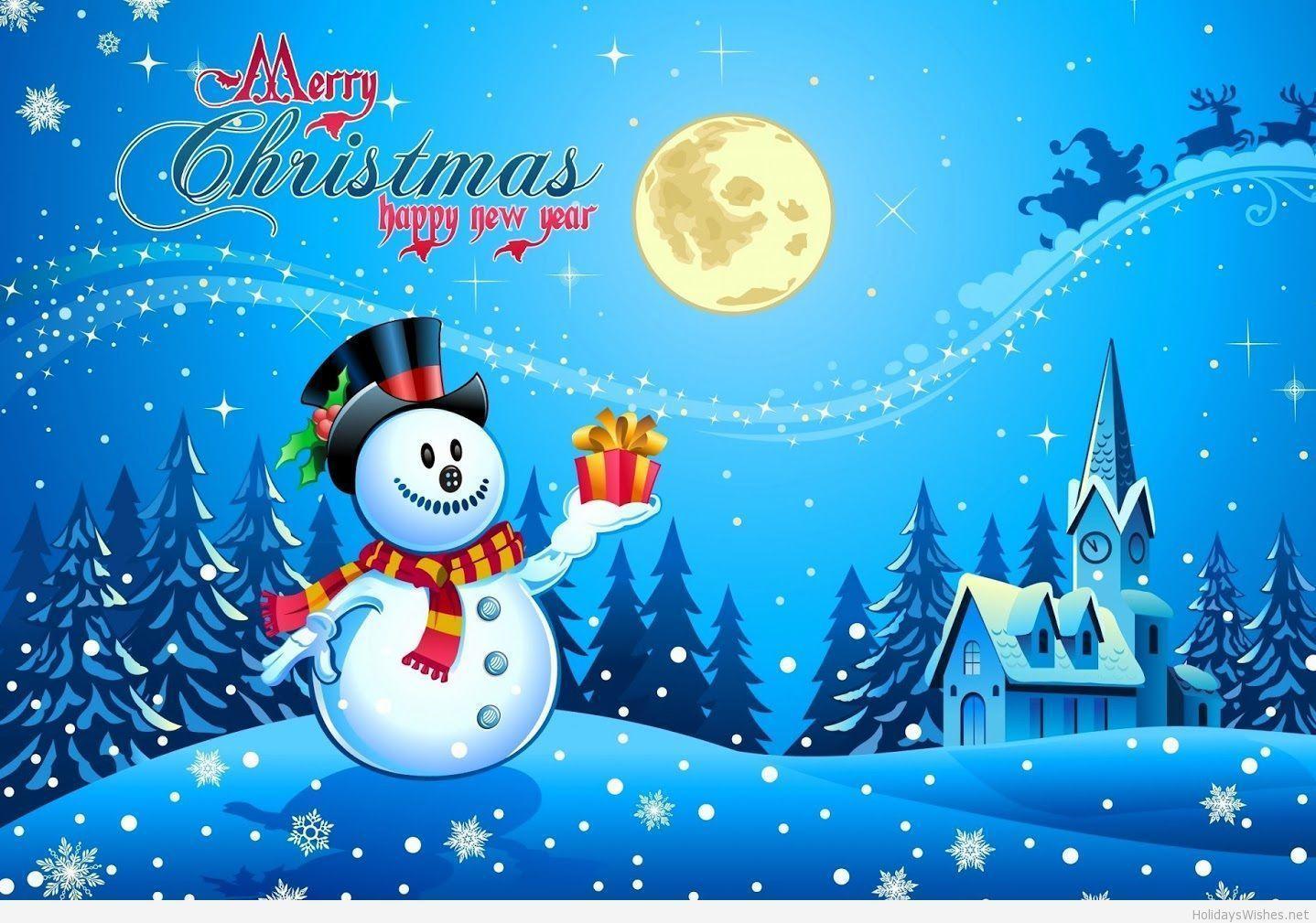 Funny Merry Christmas snowman wallpaper HD free