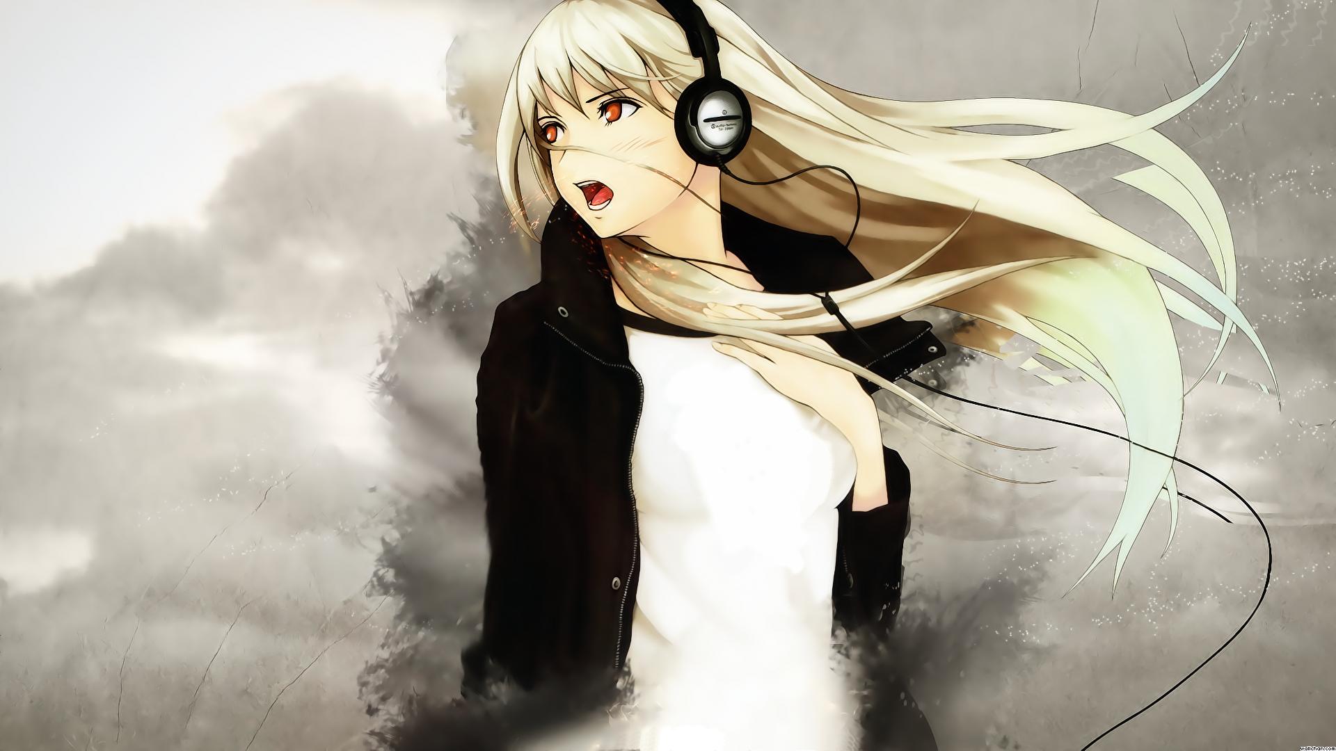 Anime Girl With Headphones Wallpaper 11121 Full HD Wallpaper