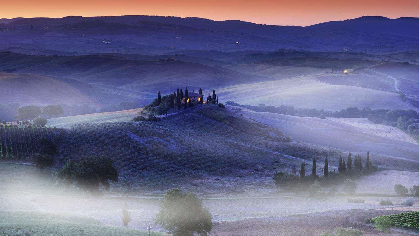 Hilltop Villa Val Orcia Siena Tuscany Italy Wallpaper 1366x768 px