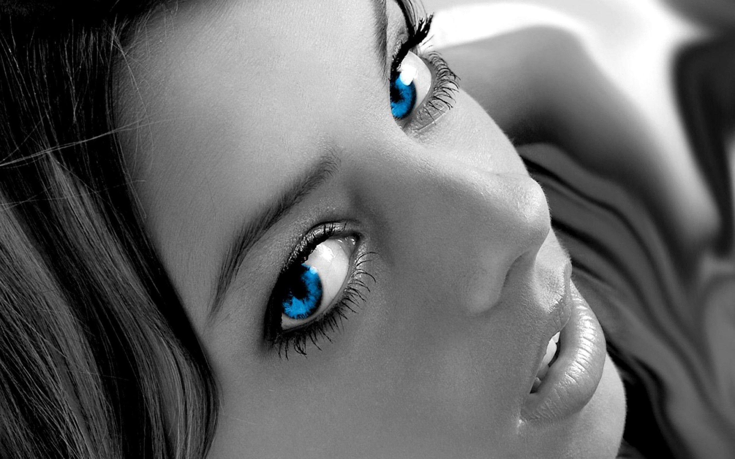 Women Blue Eyes Monochrome Fresh New HD Wallpaper