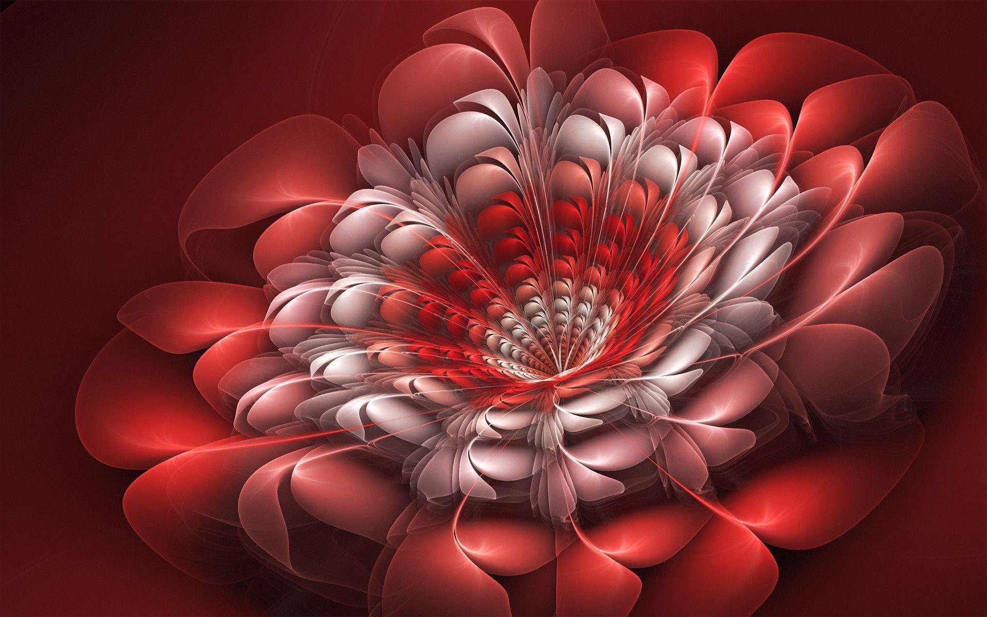 Abstraction fractal 3D art flowers wallpaperx1200