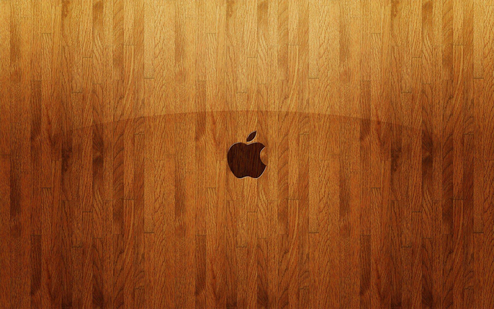 Wodden Apple Mac Logo Desktop Wallpaper