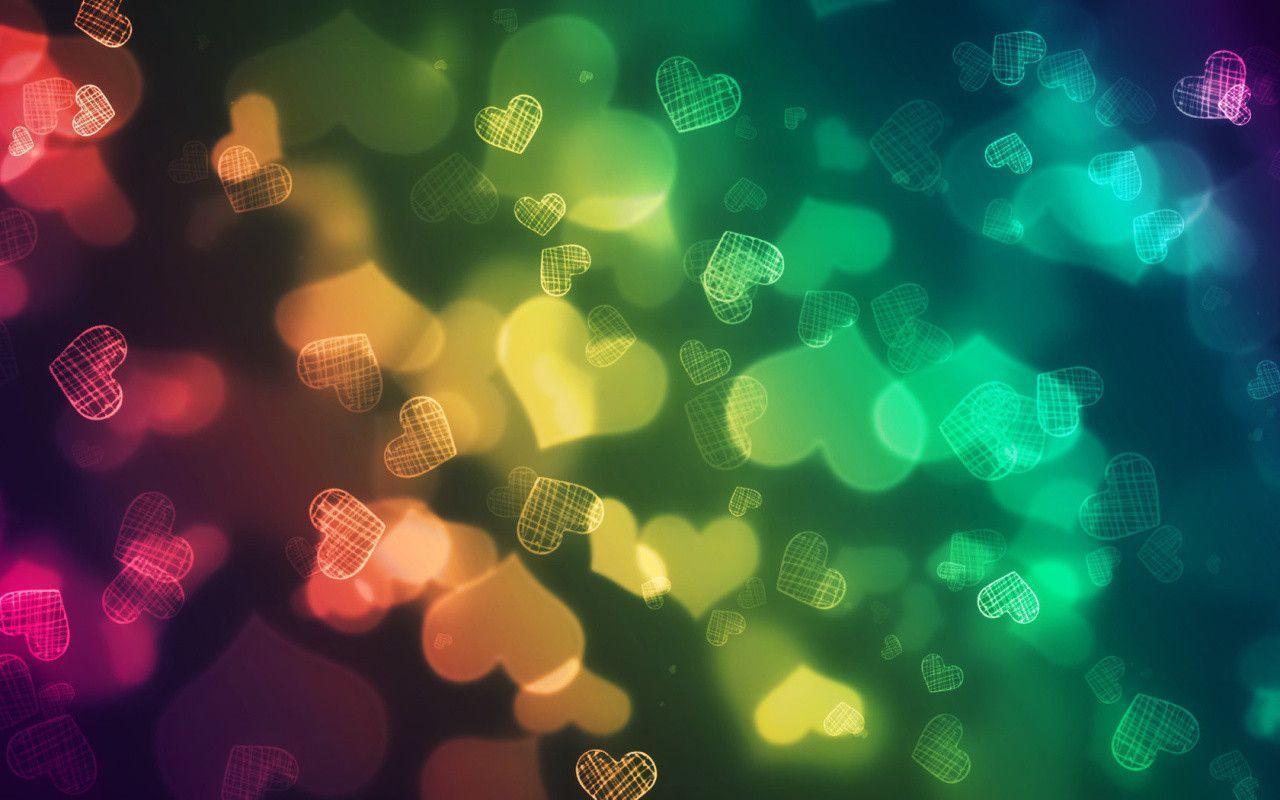 Colorful Heart Bokeh desktop wallpaper