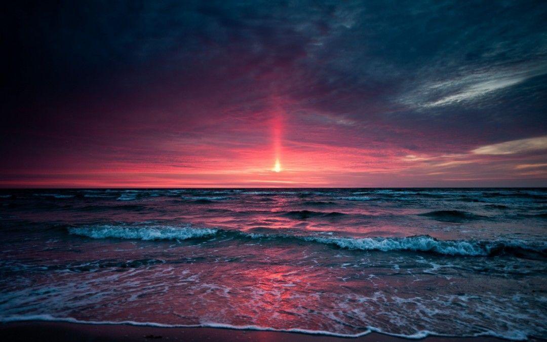 Pink Beach Sunset Background