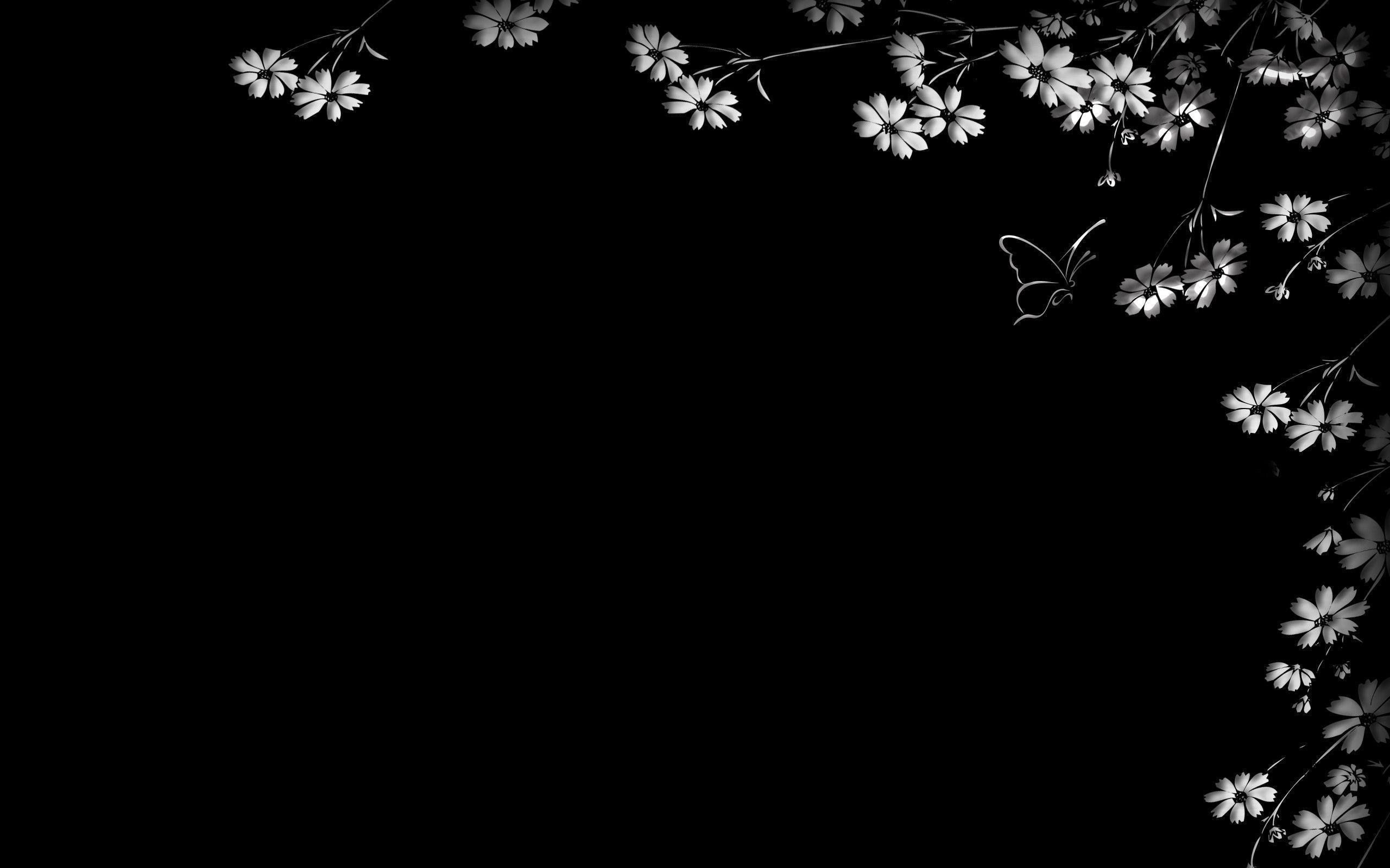 Wallpaper For > Black Background With Black Flowers