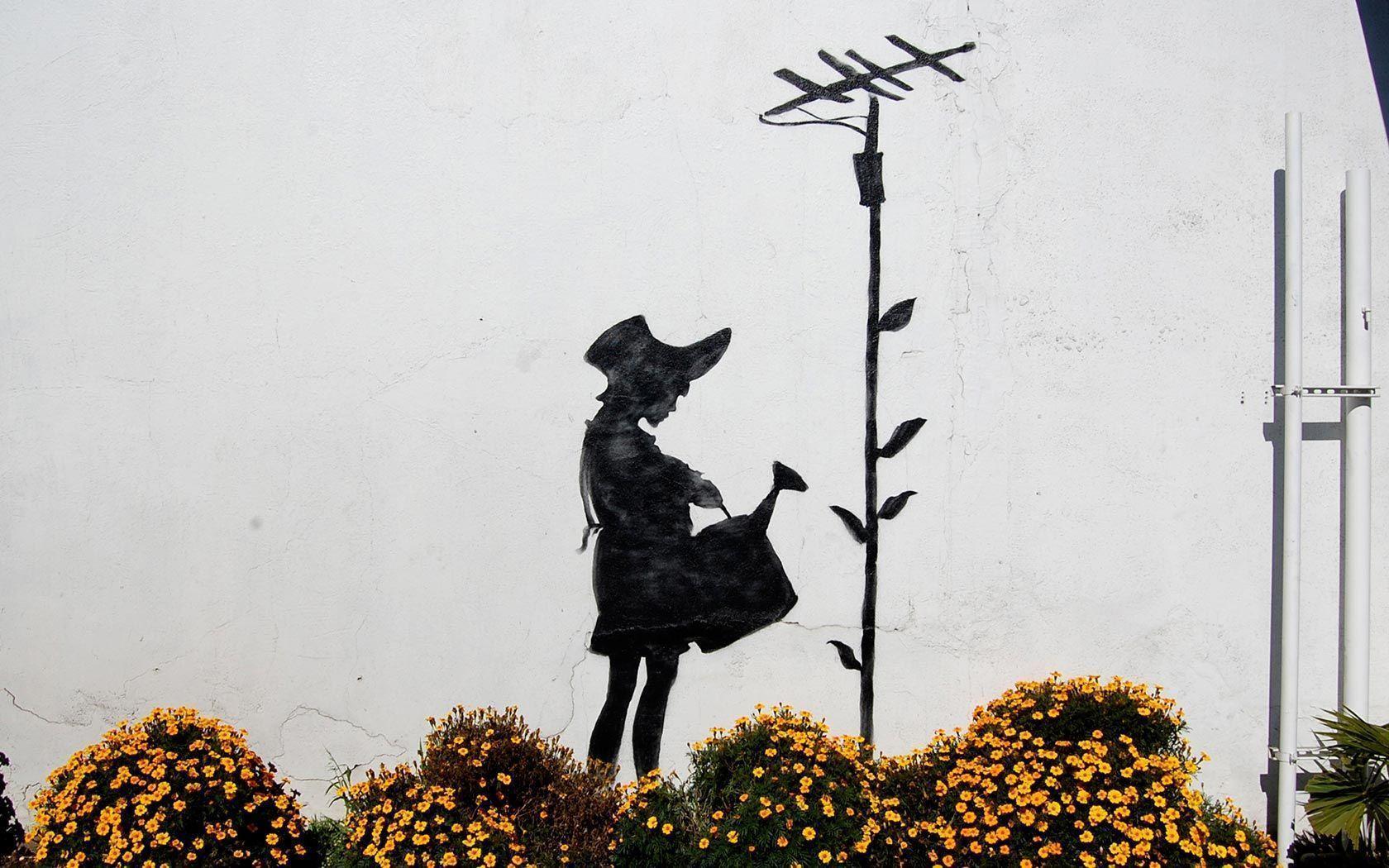 Flower Aerial Banksy Wallpaper