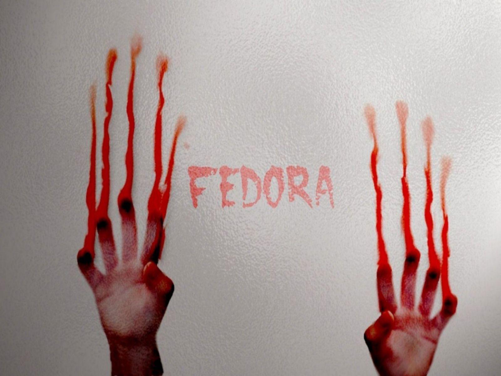 Fedora Horror Wallpaper Linux Bloody Desktop Background