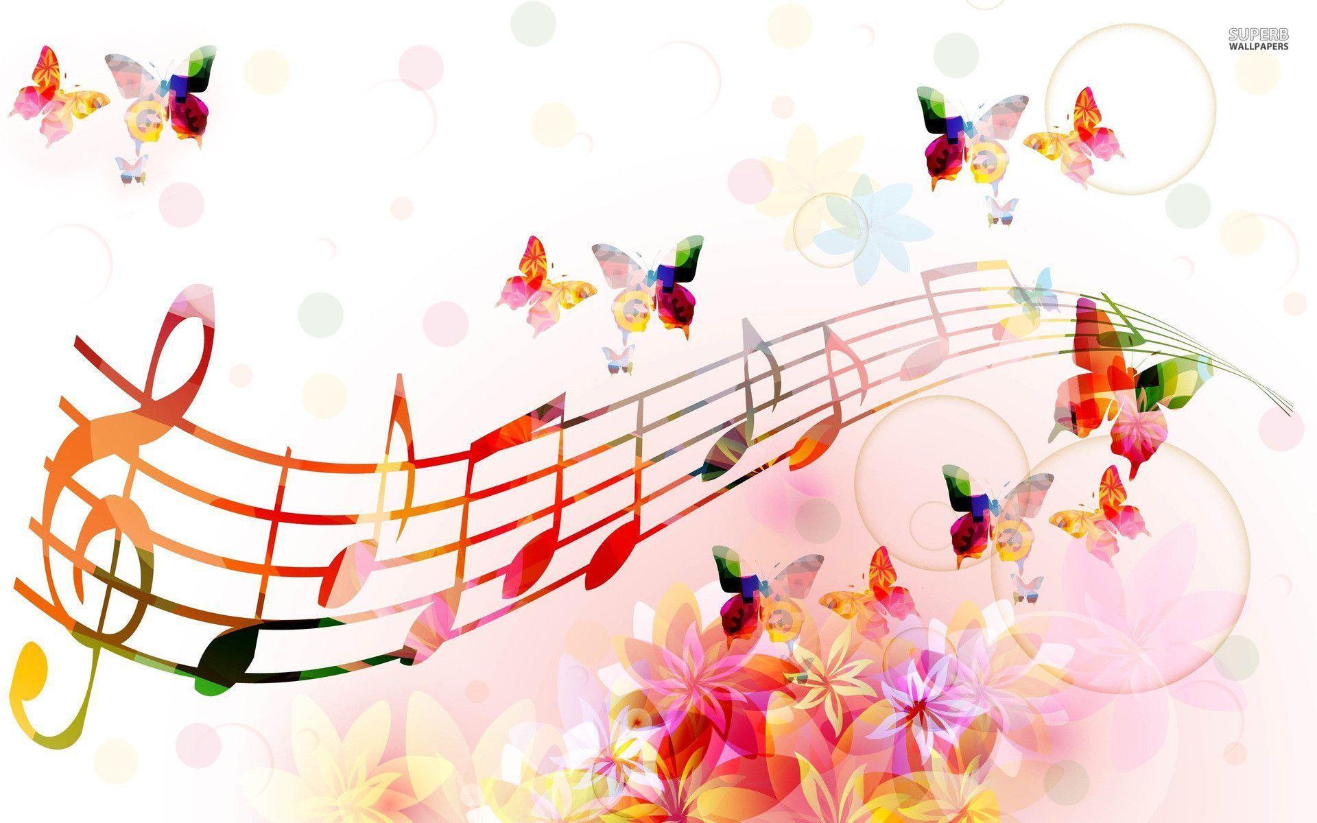 Colorful Treble Clef And Musical Notes Wallpaper. Foolhardi