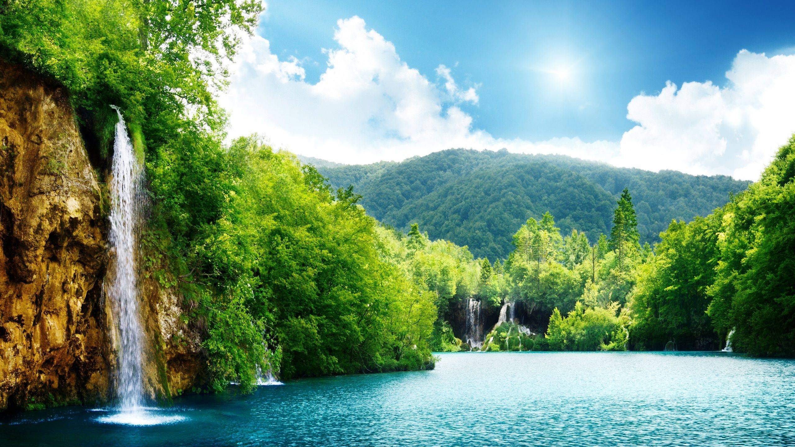 Magic waterfall landscape stock image. Image of glittering - 47842155