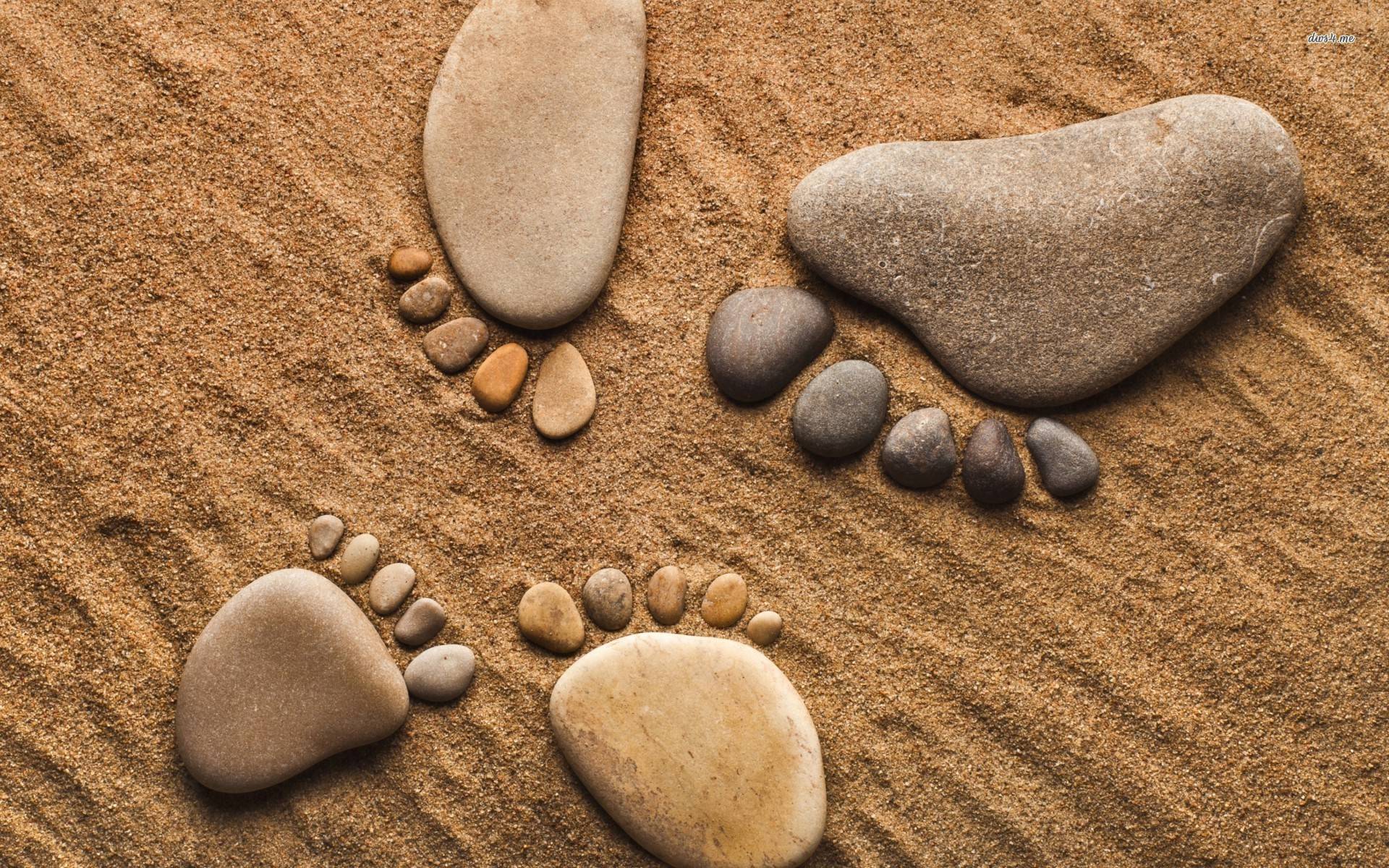 Footprints made of pebbles wallpaper wallpaper - #