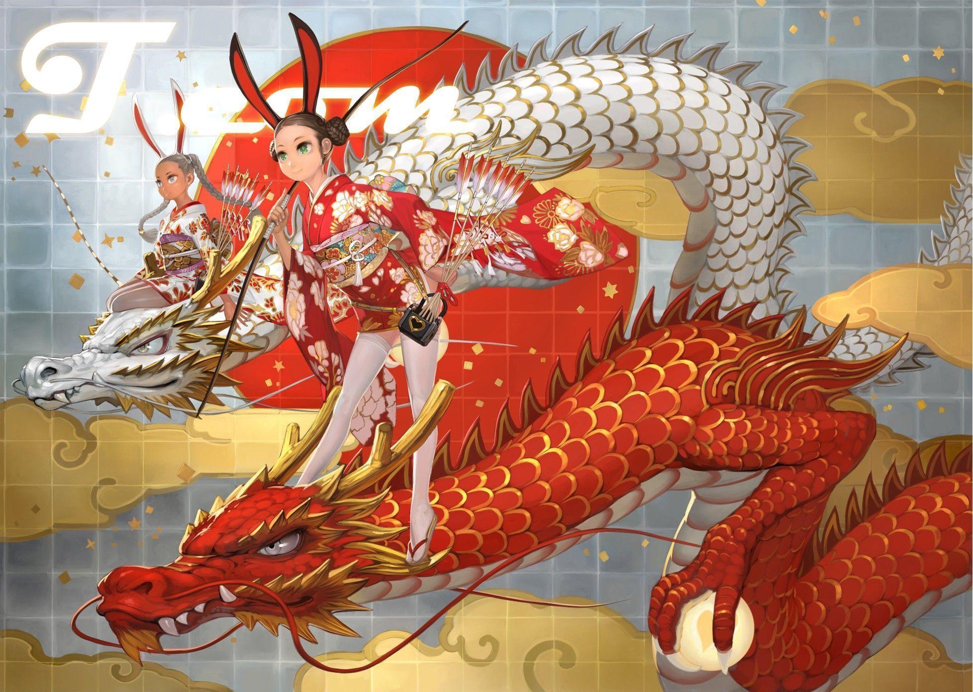 Download Dragons Kimono Wallpaper 1956x1391