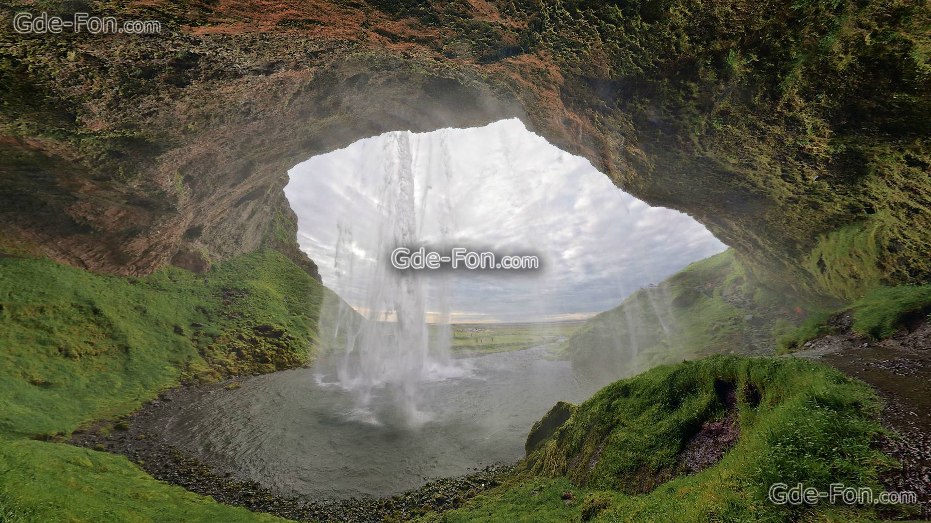 Download wallpaper waterfall, cave, Iceland free desktop wallpaper