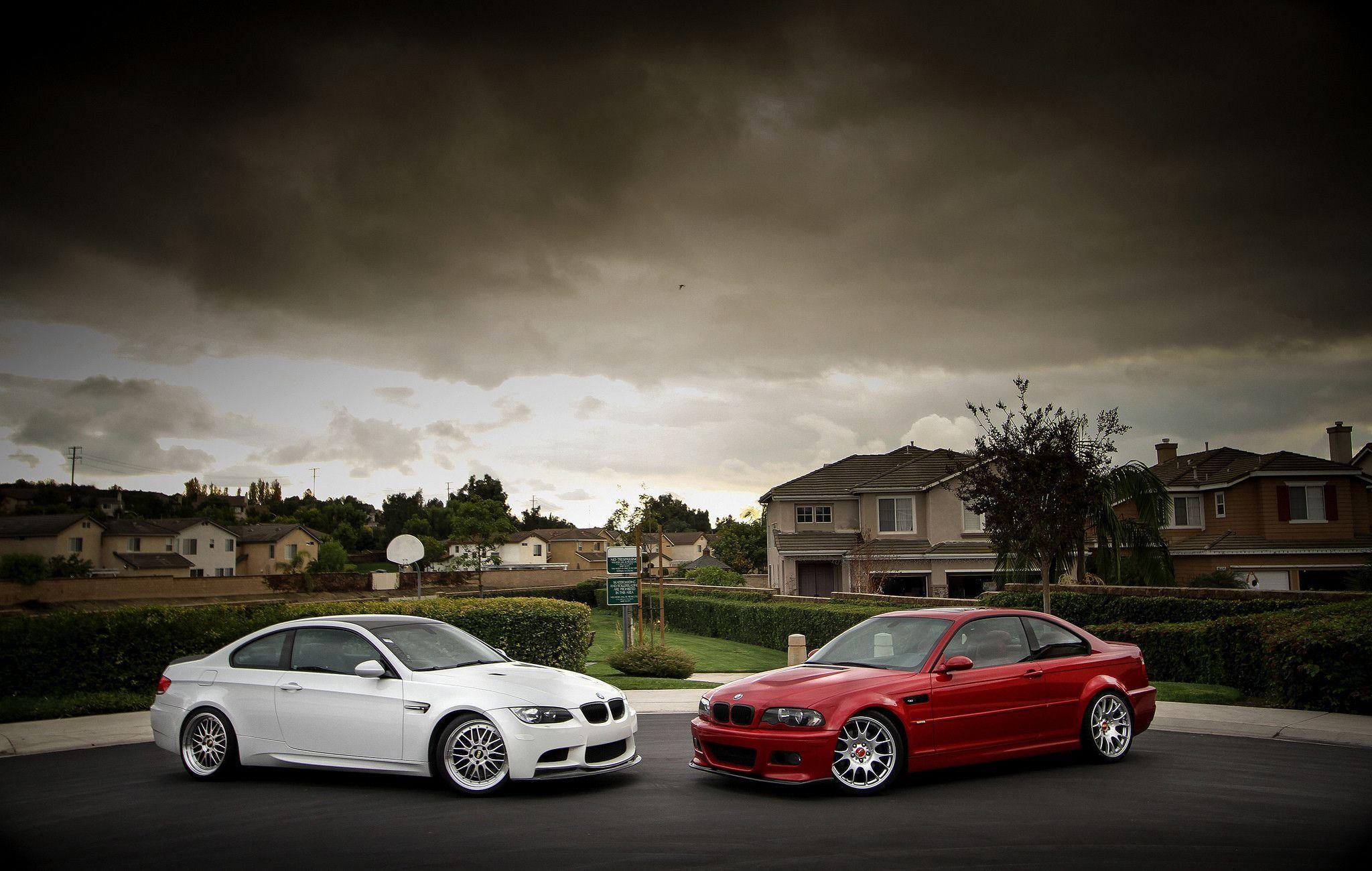 Wallpapers bmw, m3, e46, e92, red, white, bmw, white, red, front