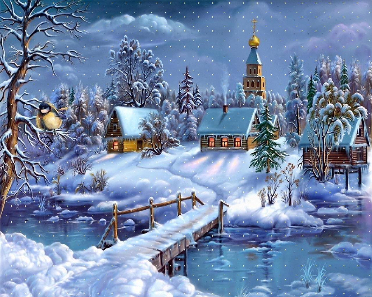 Snowy Christmas Night on Holiday Image