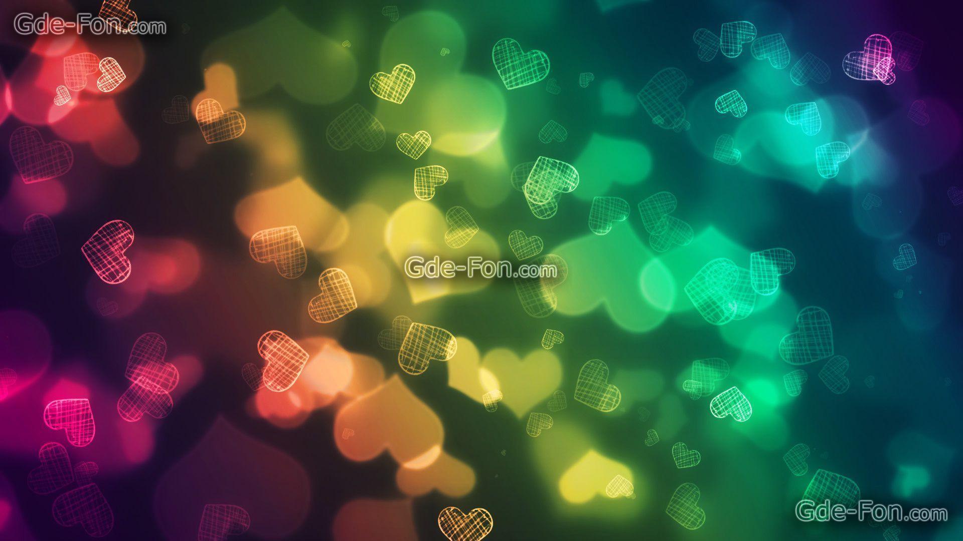 Download wallpaper neon hearts, heart free desktop wallpaper