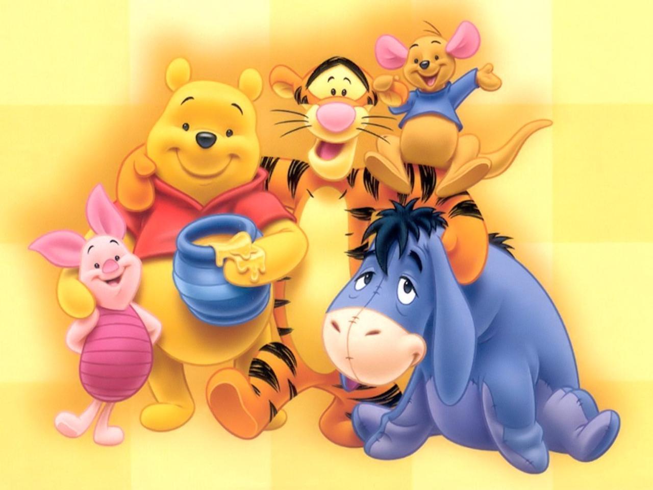 Pooh and Gang Disney cartoon free desktop background