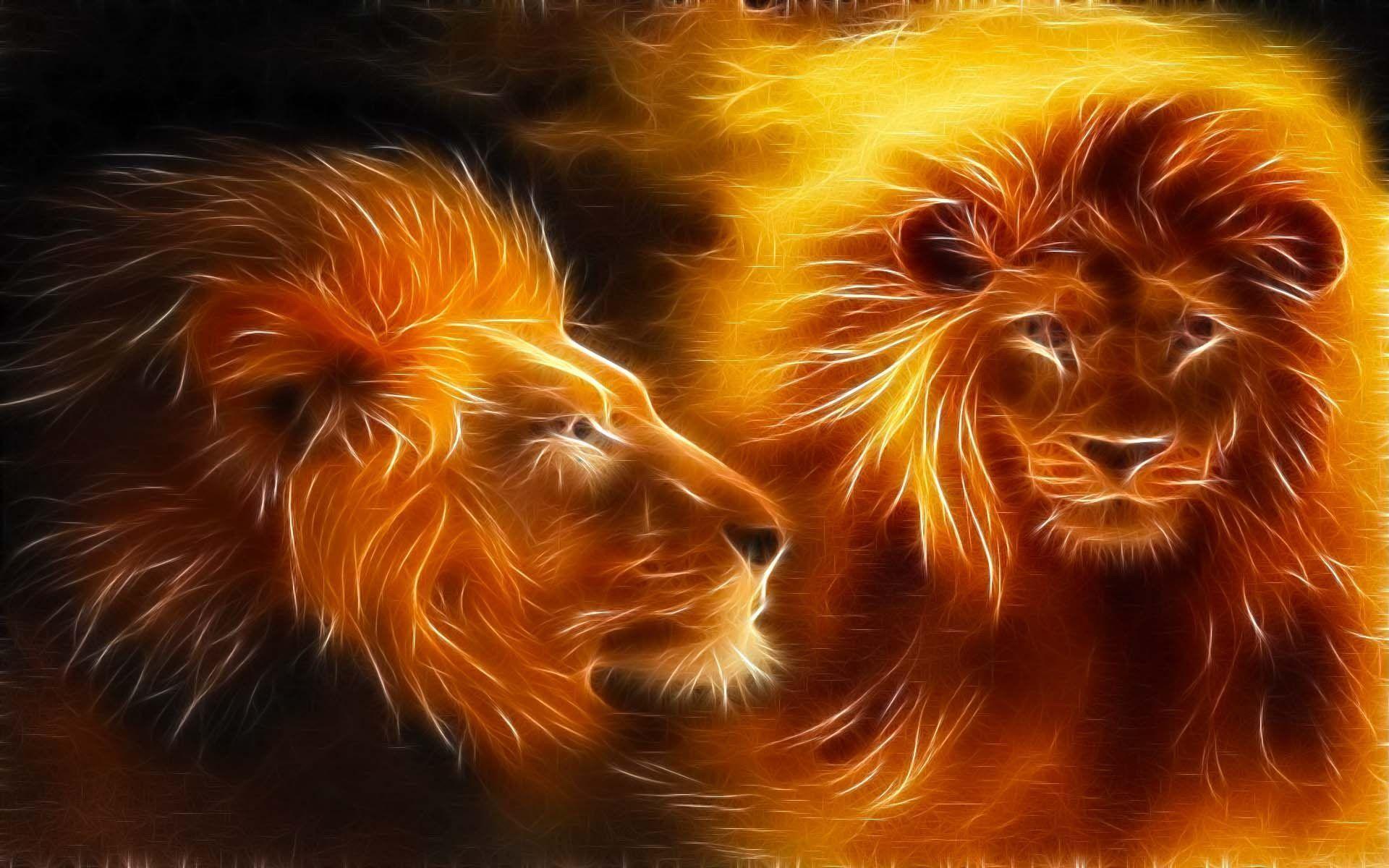 Cute Lion Abstract Photo Dual Monitor Background Wide