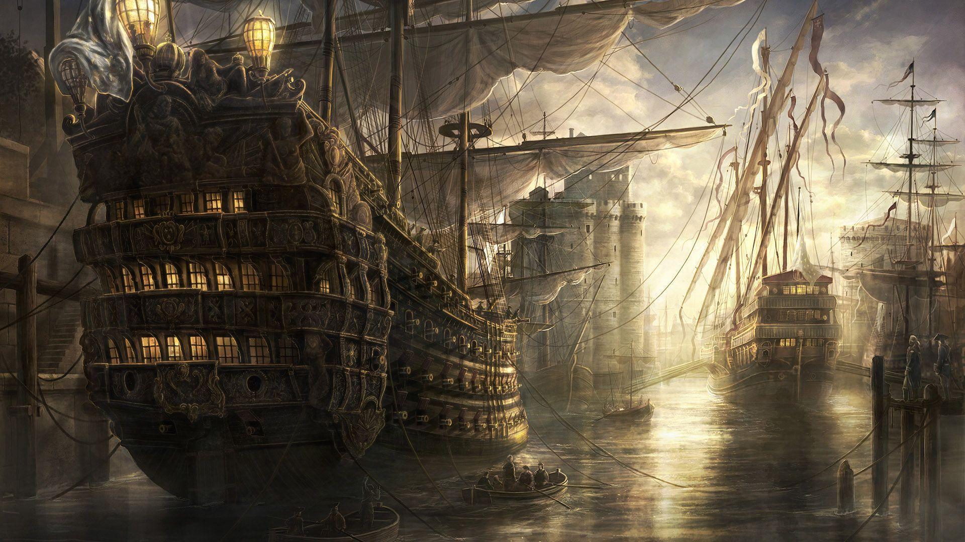 Ghost Pirate Ship High Definition HD Wallpaper