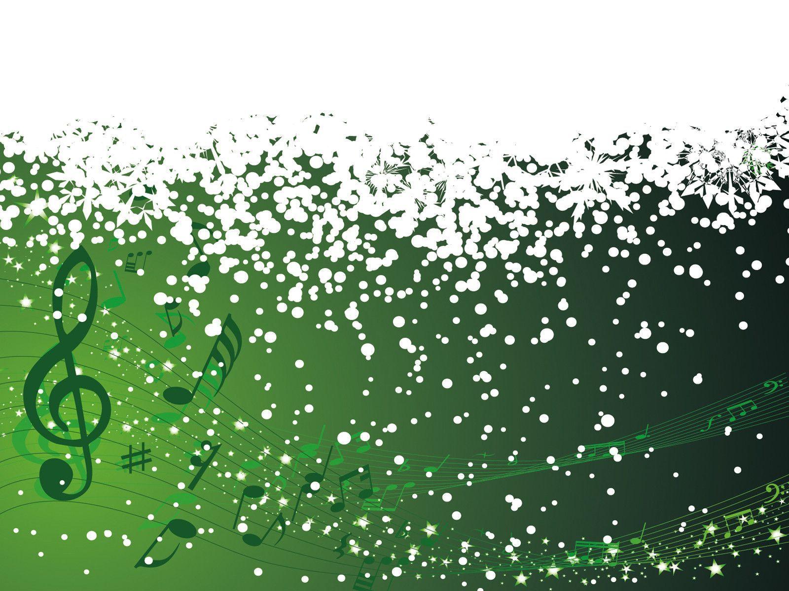 Musical Instrument Snow flakes PPT Background, Green