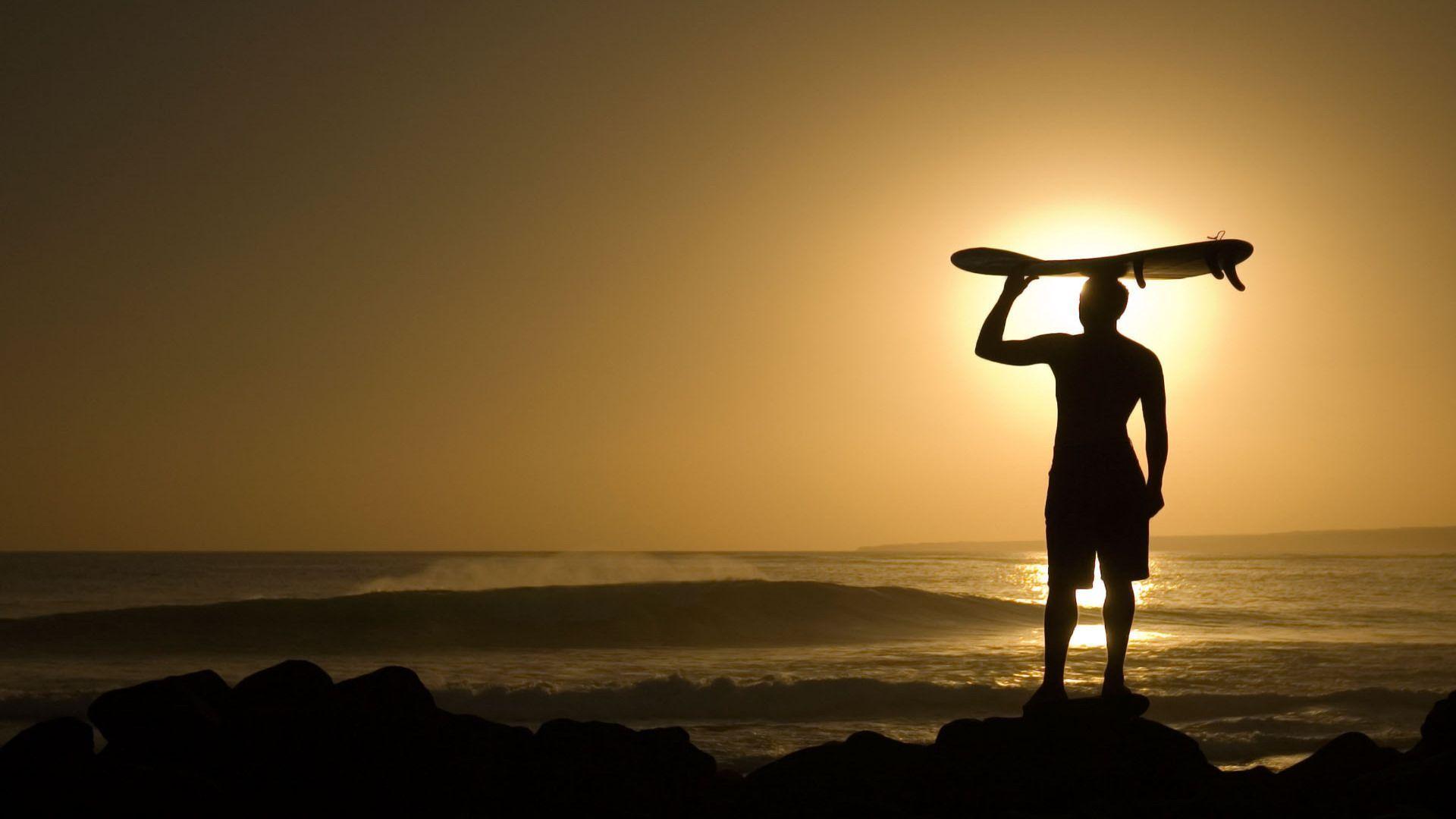 Surfer at Sunset Wallpaper