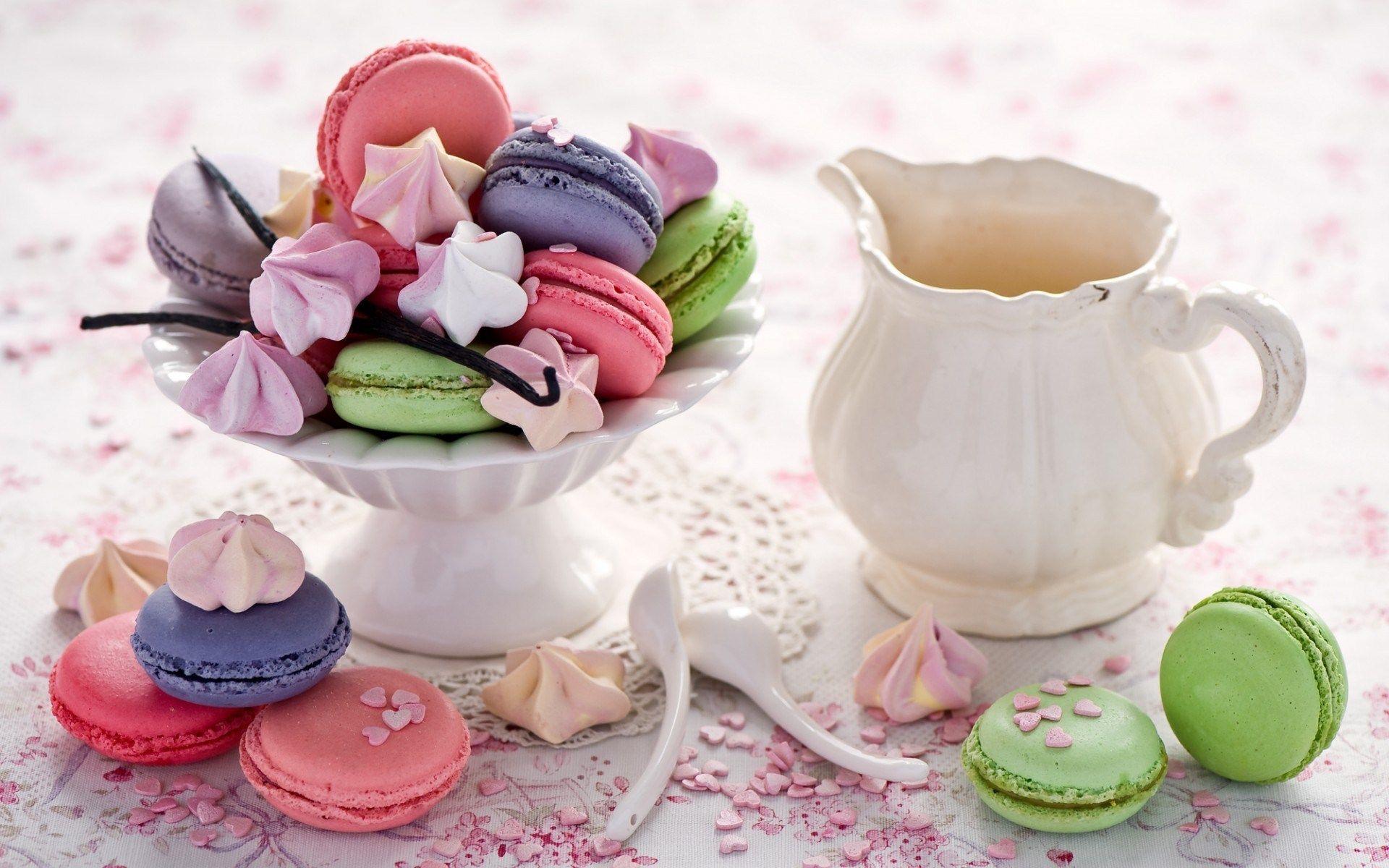 colorful macaron meringue cookies stars wide HD wallpaper