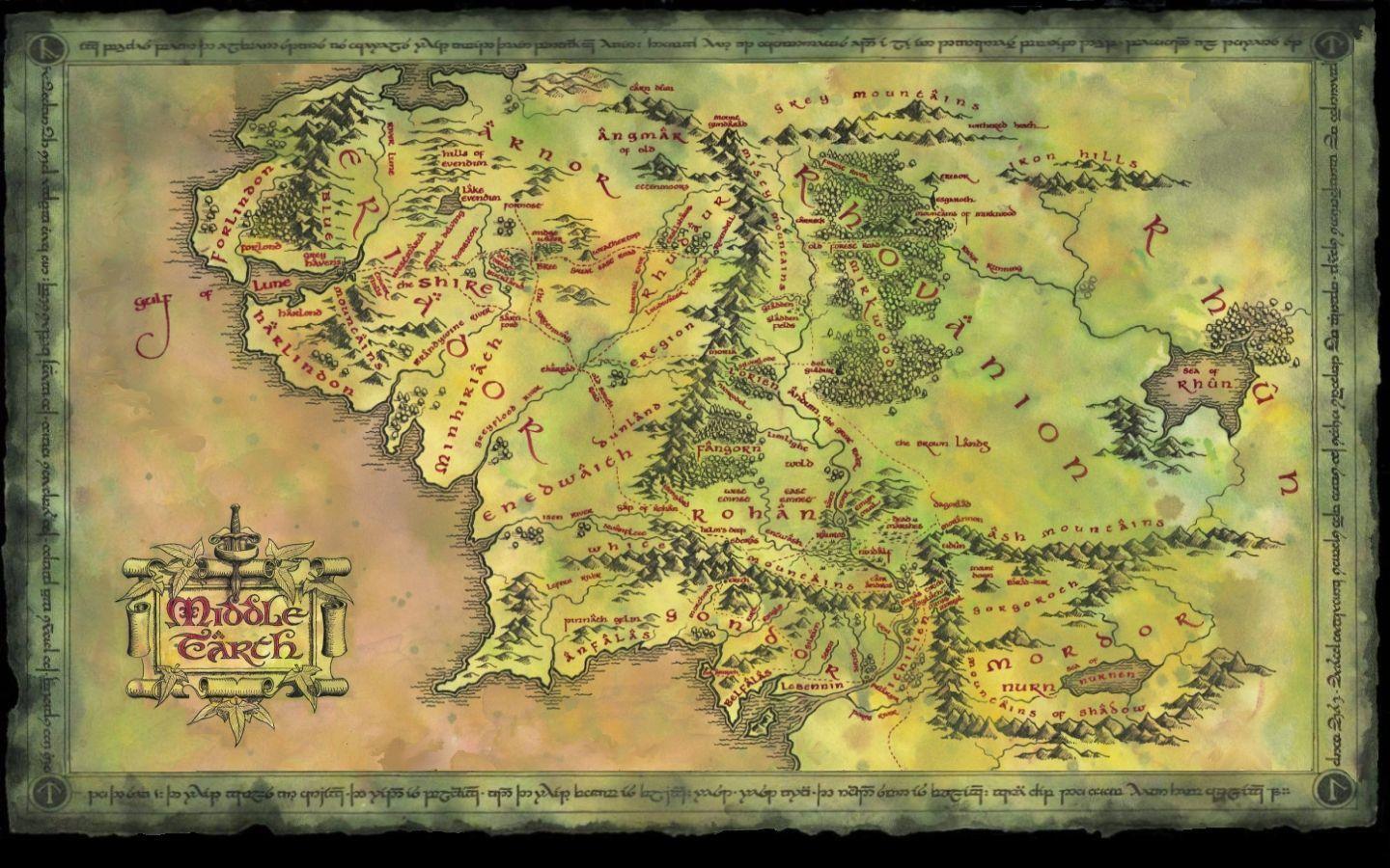 map of middle earth Wallpaper Background
