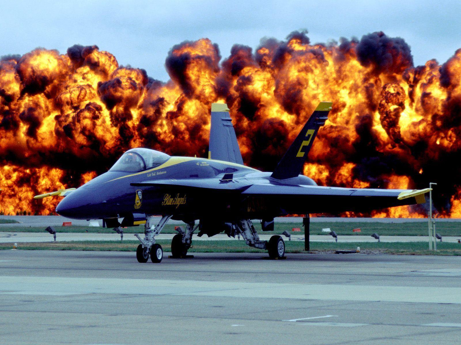 Fire Power Of Blue Angel Two Wallpaper Image featuring