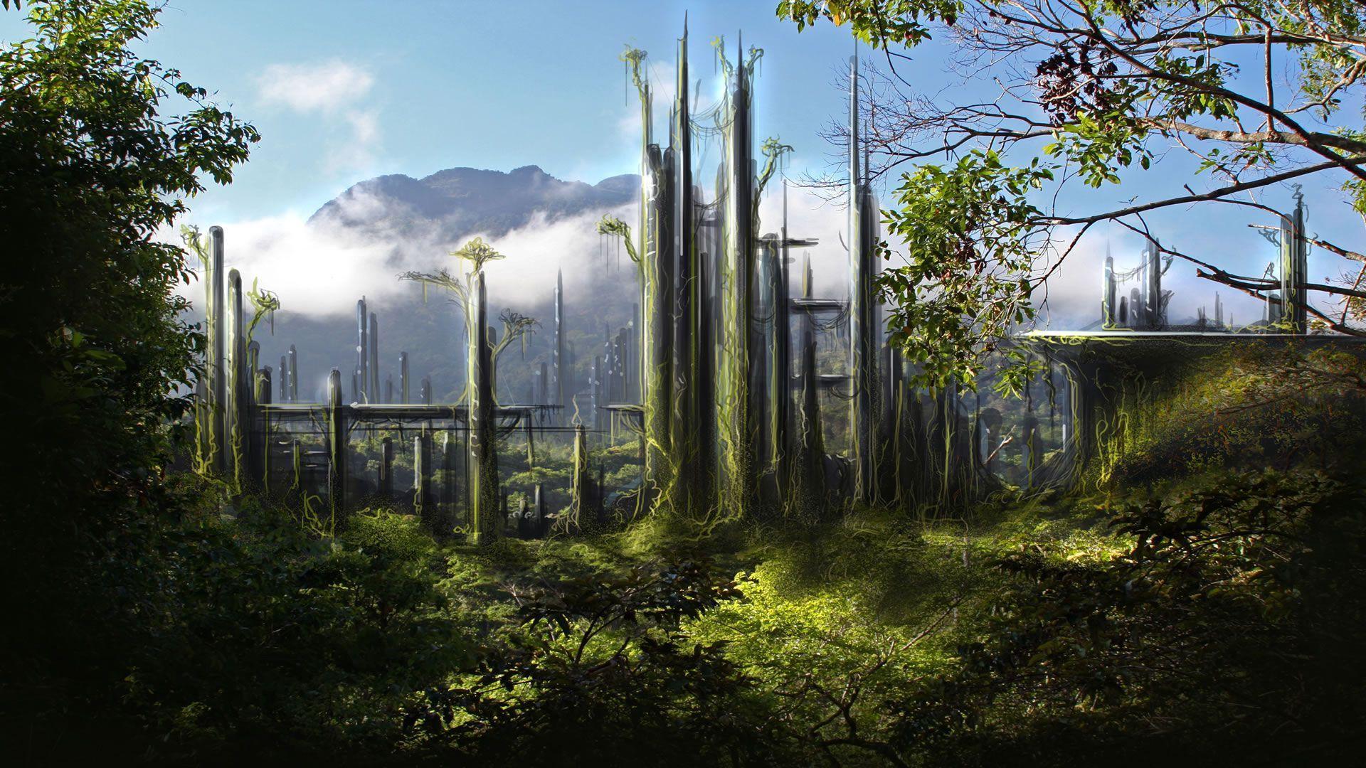 Organic Sci Fi Rainforest Fiction Landscapes Wallpaper Image