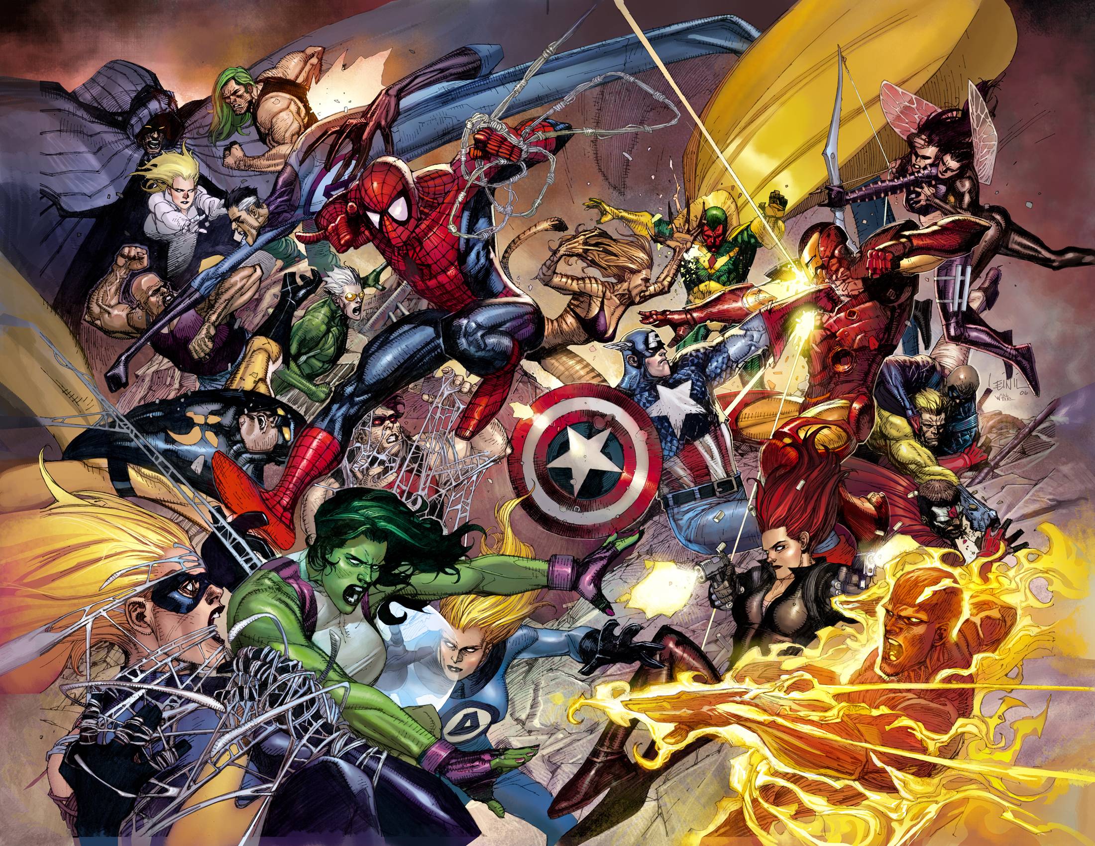 Iron Man Spiderman Captain America Superheroes Artwork Marvel