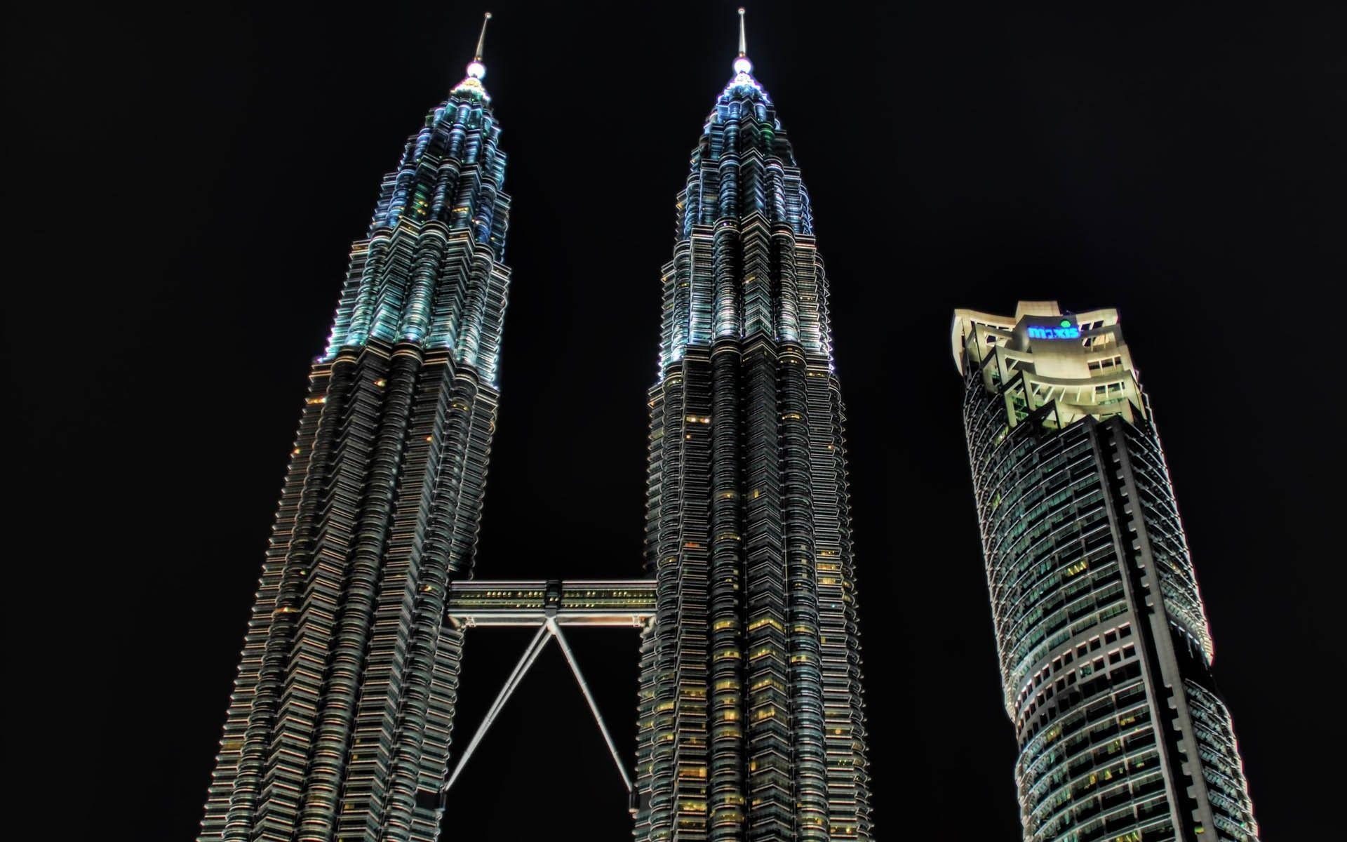 Petronas Towers at Night widescreen wallpaper. Wide