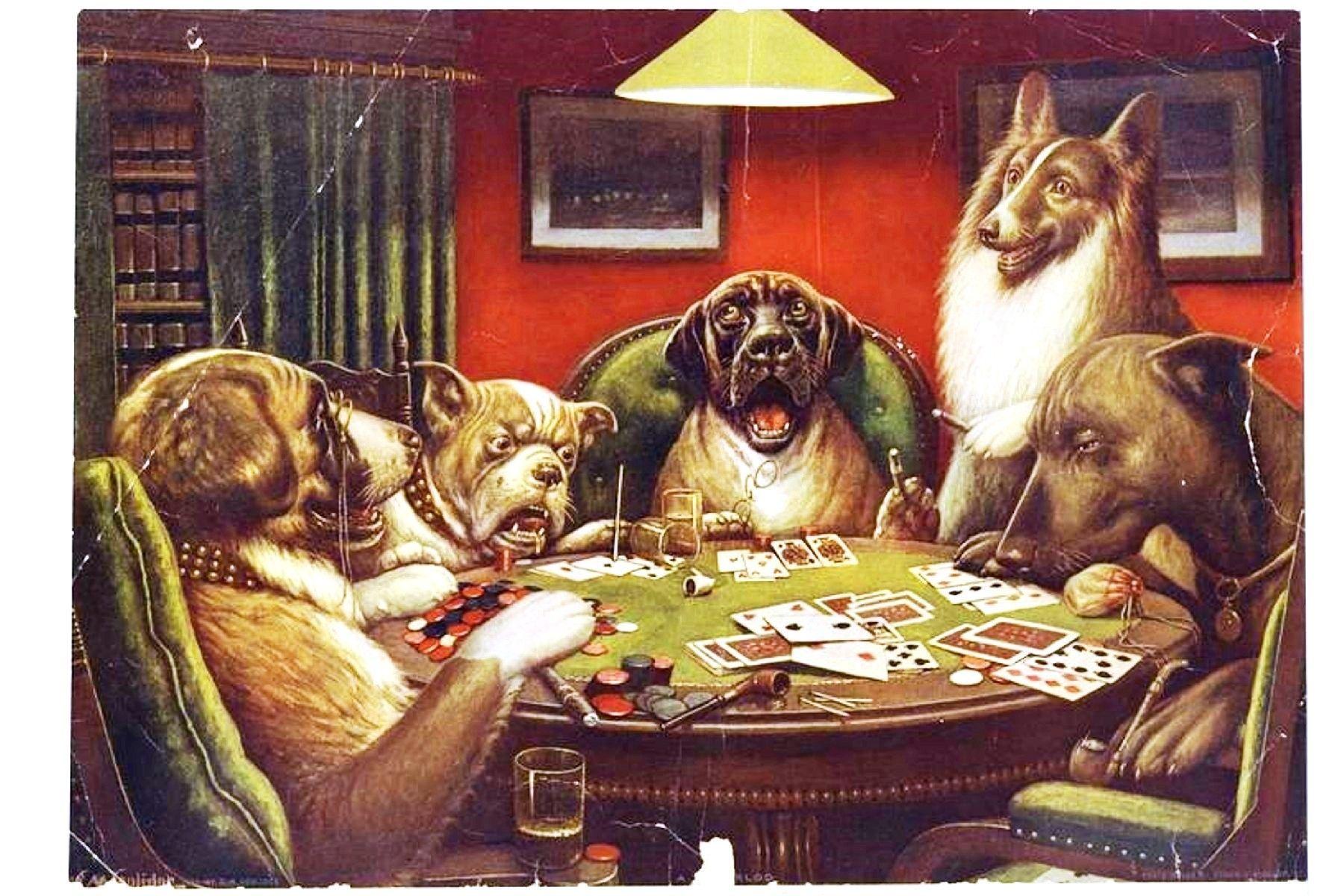 4K wallpaper: Dogs Playing Poker Wallpaper 1080p