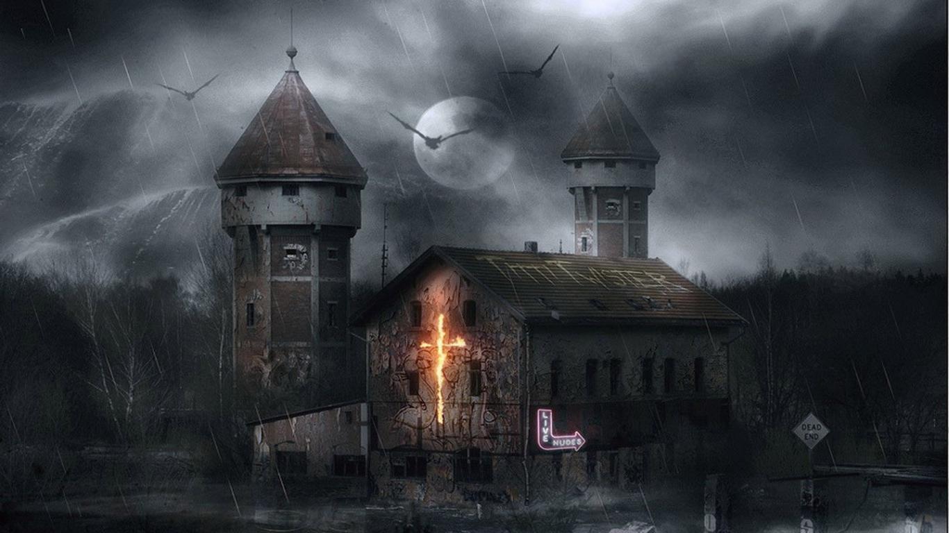 Haunted House Thunderstorm Day HD Wallpaper & Background Scary
