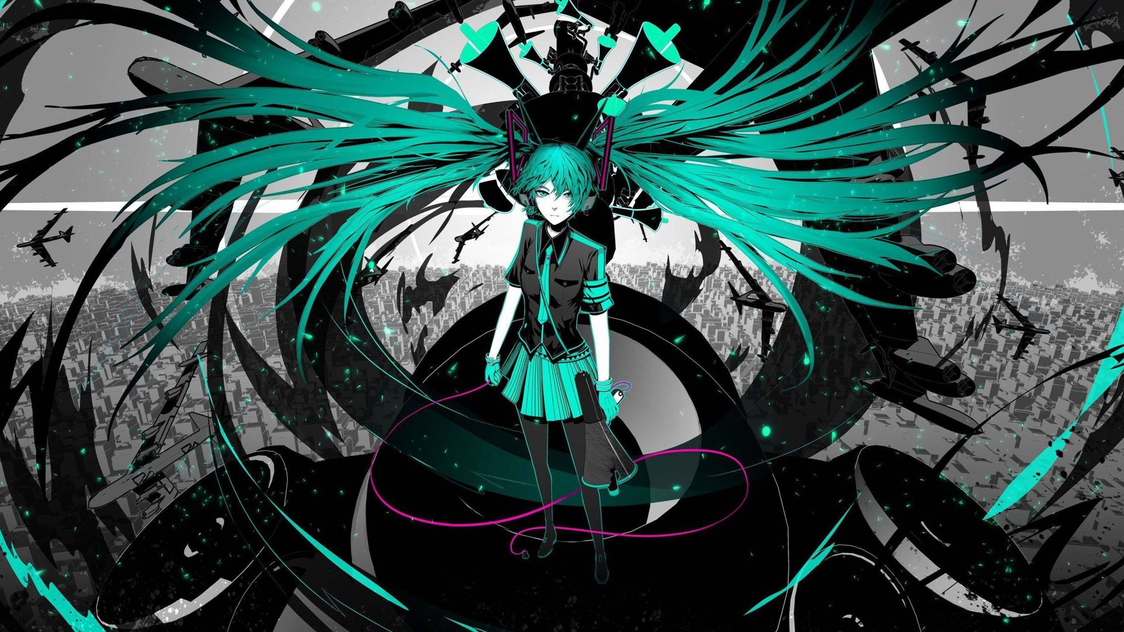 Hatsune Miku Vocaloid Long Hair Wallpaper Wide or HD. Anime