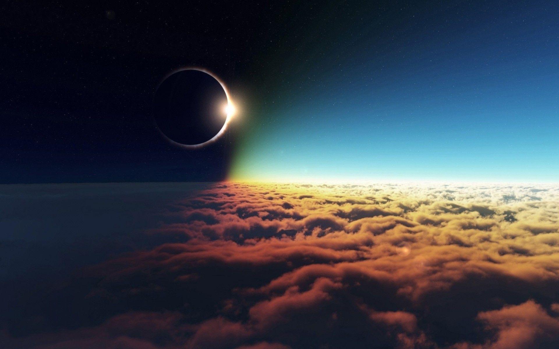 Solar Eclipse top of Earth, Sky Wallpaper, hd phone wallpapers