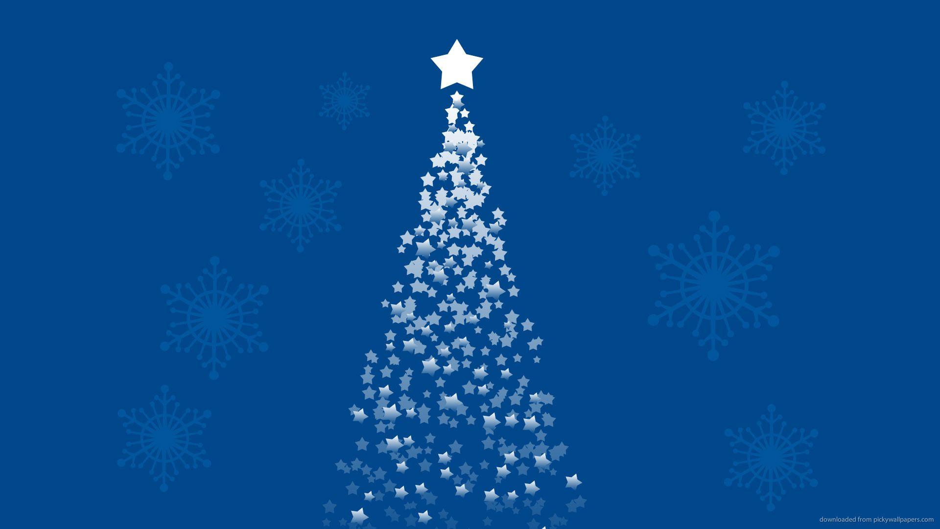 Ascending Star Forming A Christmas Tree On A Blue Background