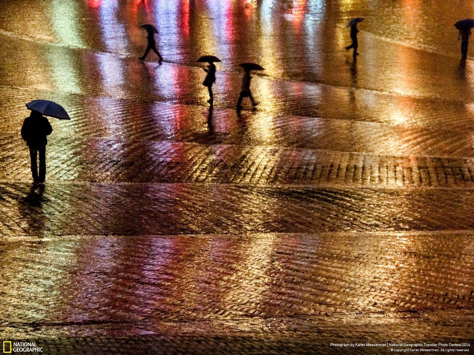 Rainy Night in the Piazza del Campo, Siena, Italy Photo