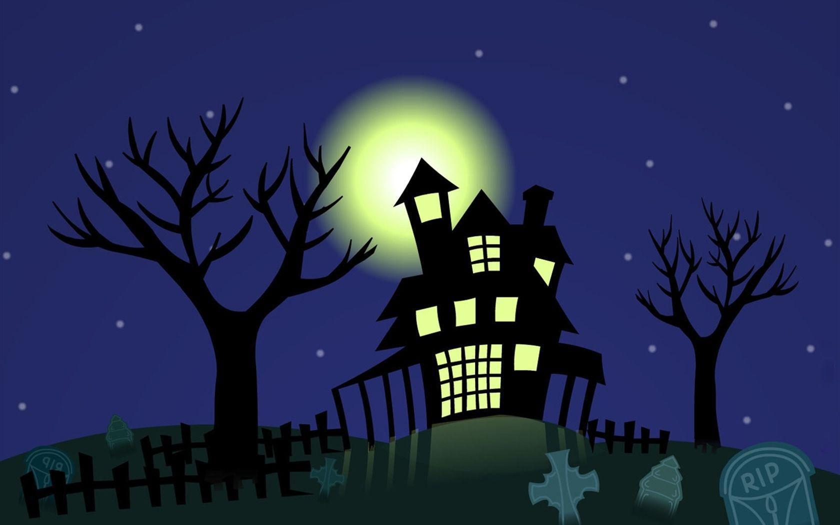 Cemetery Happy Halloween Illustration Design Wallpaper 01